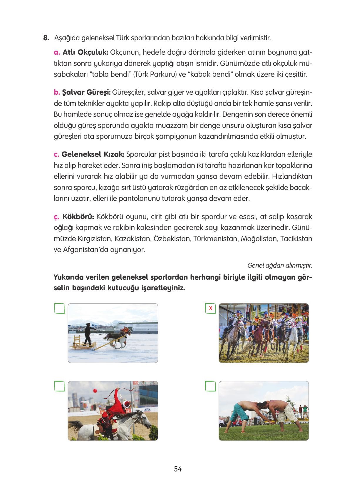 4. Sınıf Tuna Yayınları Türkçe Ders Kitabı Sayfa 54 Cevapları