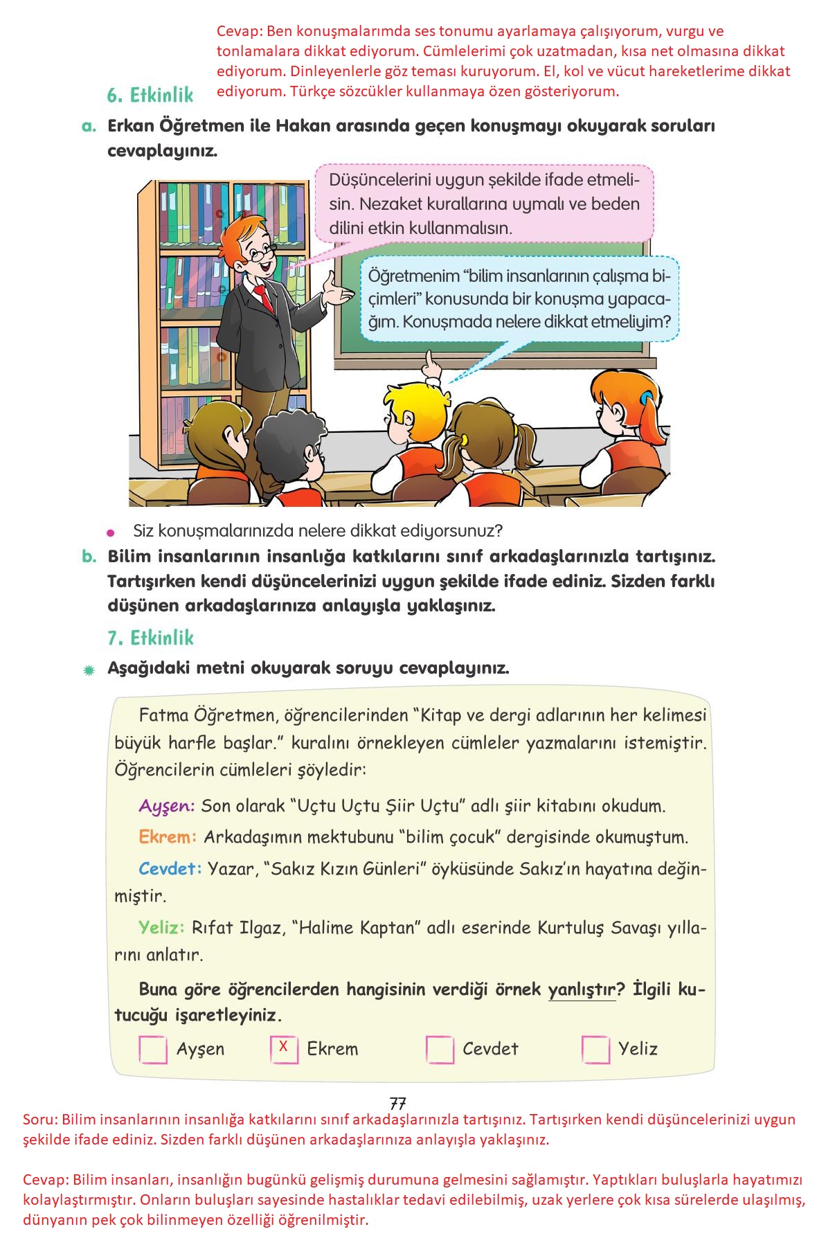 4. Sınıf Tuna Yayınları Türkçe Ders Kitabı Sayfa 77 Cevapları