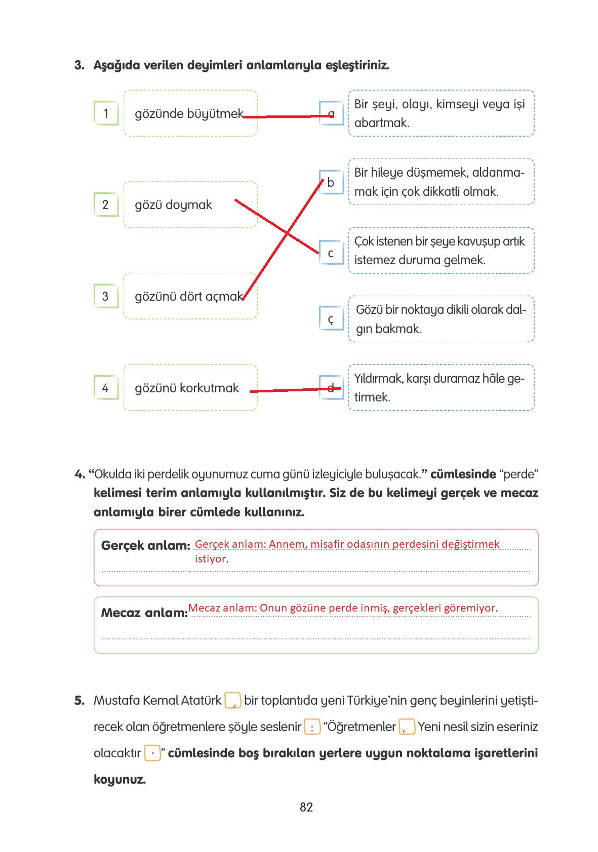 4. Sınıf Tuna Yayınları Türkçe Ders Kitabı Sayfa 82 Cevapları