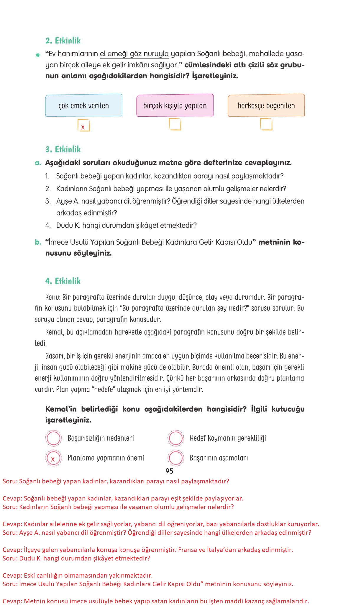 4. Sınıf Tuna Yayınları Türkçe Ders Kitabı Sayfa 95 Cevapları