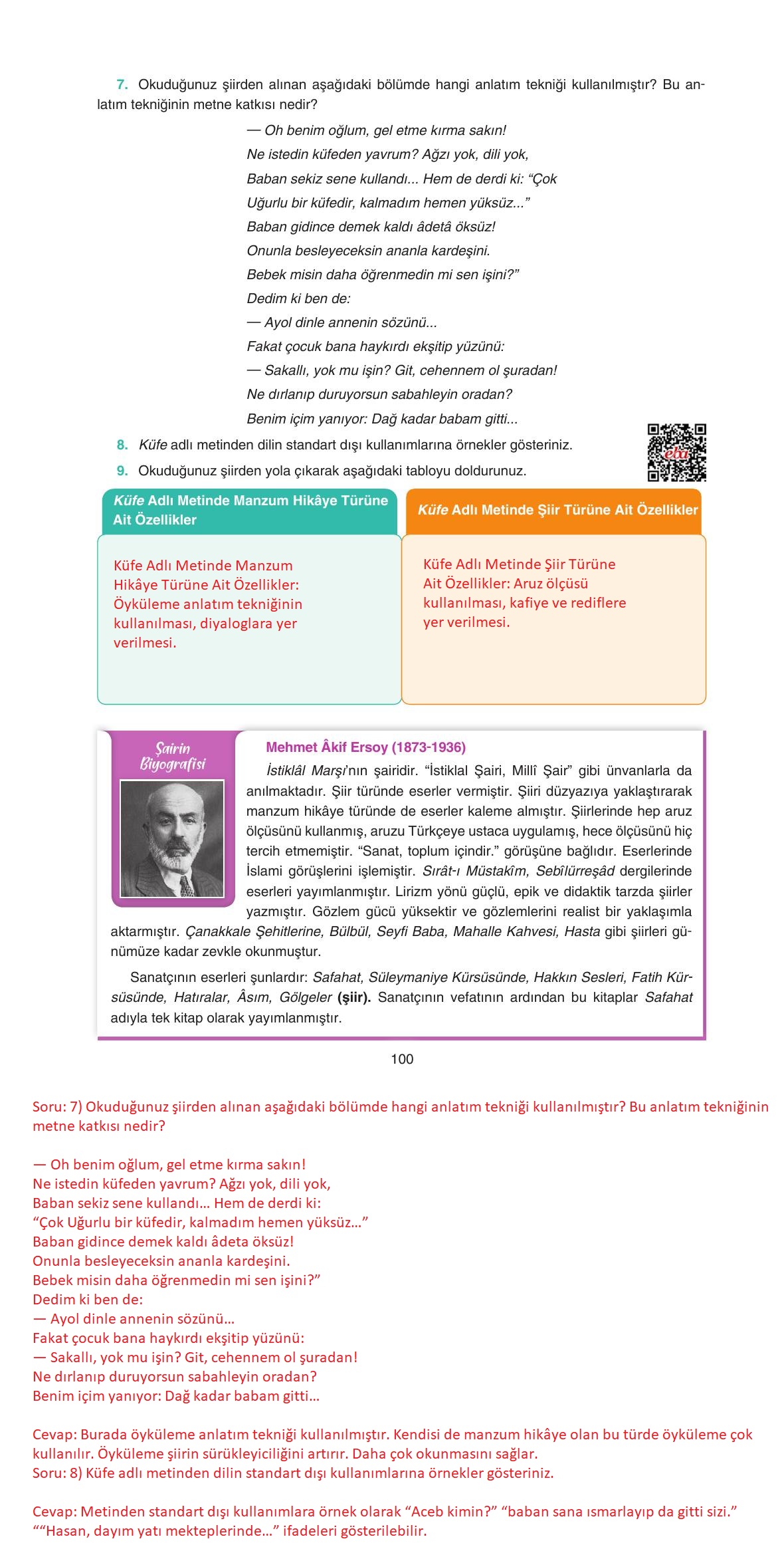 11. Sınıf Gizem Yayıncılık Edebiyat Ders Kitabı Sayfa 100 Cevapları