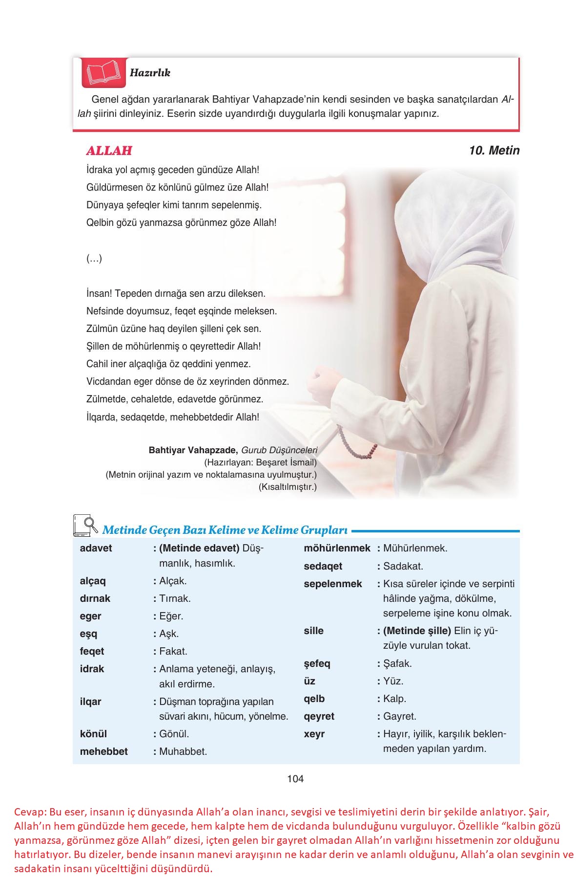 11. Sınıf Gizem Yayıncılık Edebiyat Ders Kitabı Sayfa 104 Cevapları