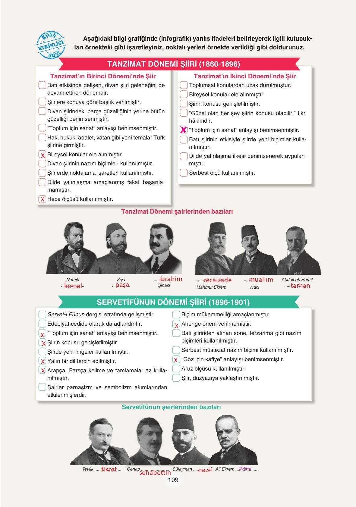 11. Sınıf Gizem Yayıncılık Edebiyat Ders Kitabı Sayfa 109 Cevapları