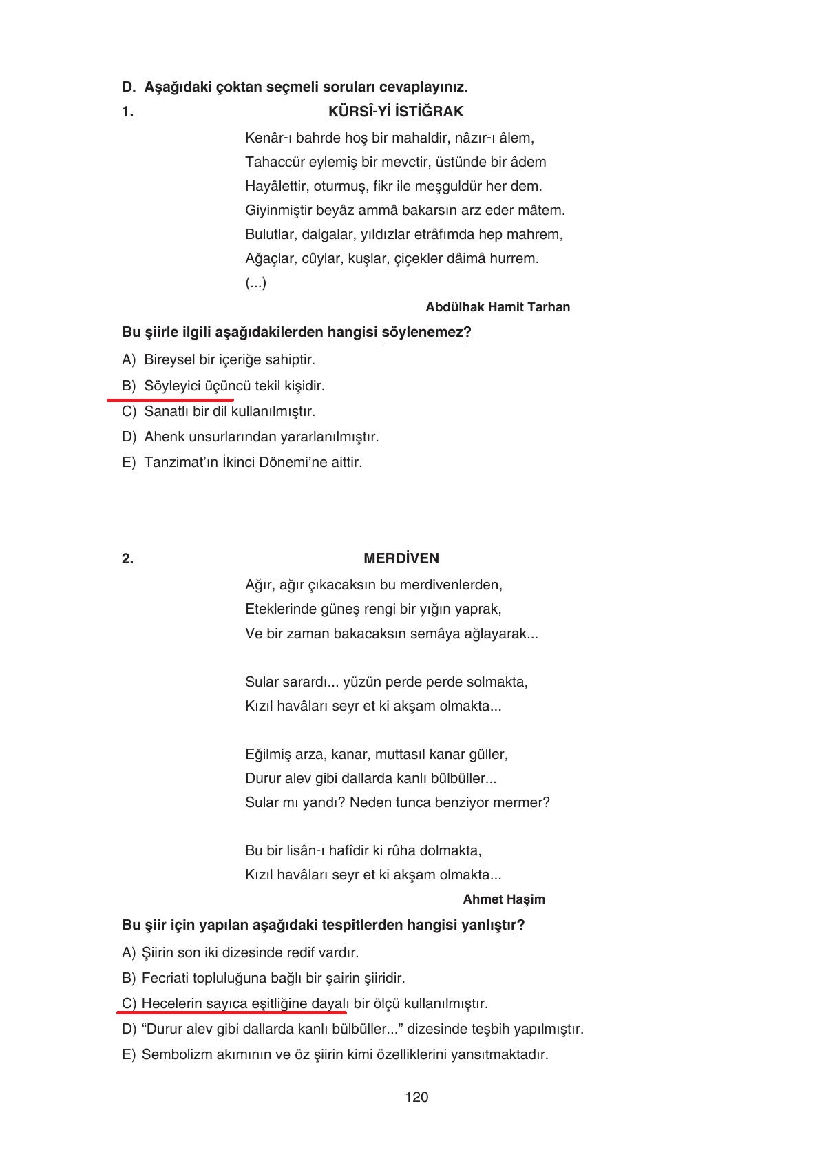 11. Sınıf Gizem Yayıncılık Edebiyat Ders Kitabı Sayfa 120 Cevapları