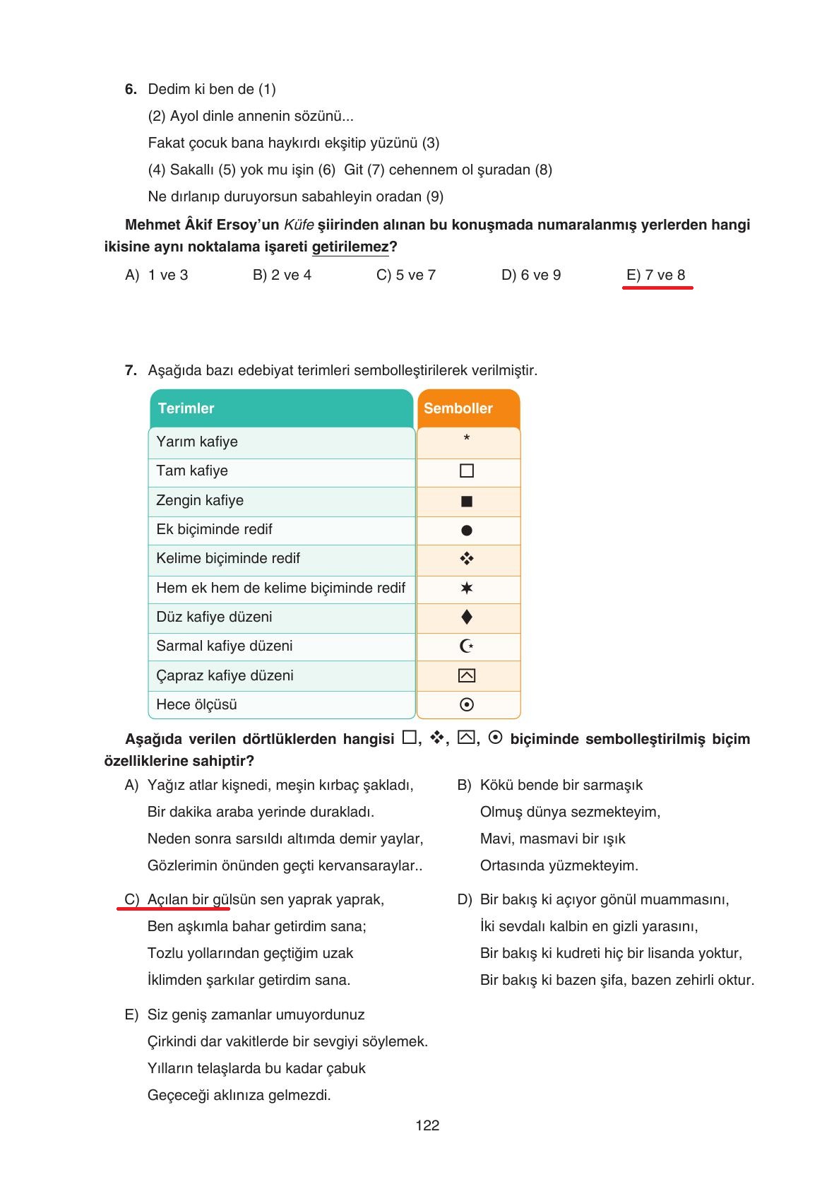 11. Sınıf Gizem Yayıncılık Edebiyat Ders Kitabı Sayfa 122 Cevapları