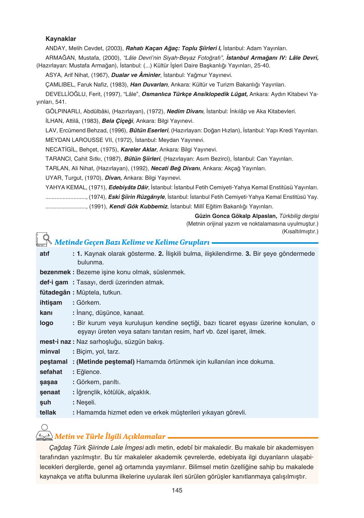 11. Sınıf Gizem Yayıncılık Edebiyat Ders Kitabı Sayfa 145 Cevapları