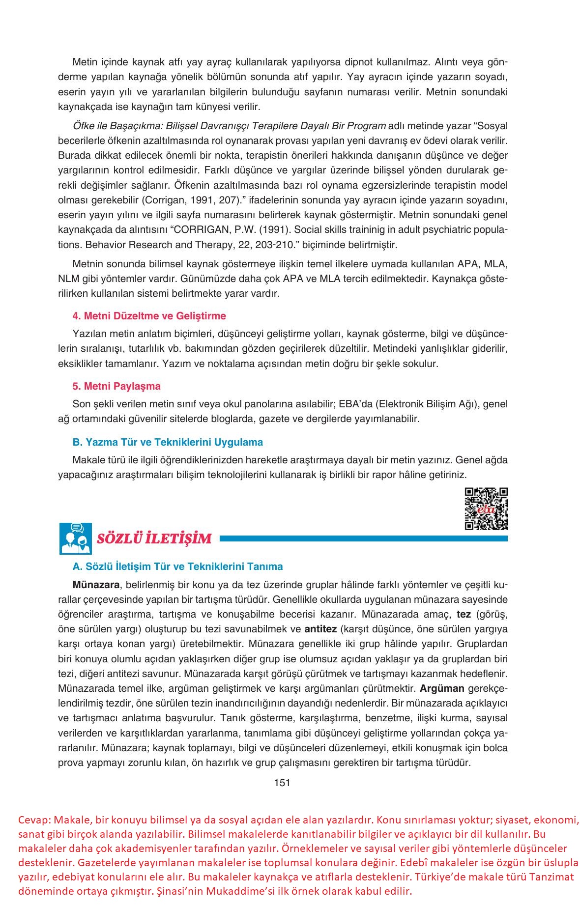 11. Sınıf Gizem Yayıncılık Edebiyat Ders Kitabı Sayfa 151 Cevapları