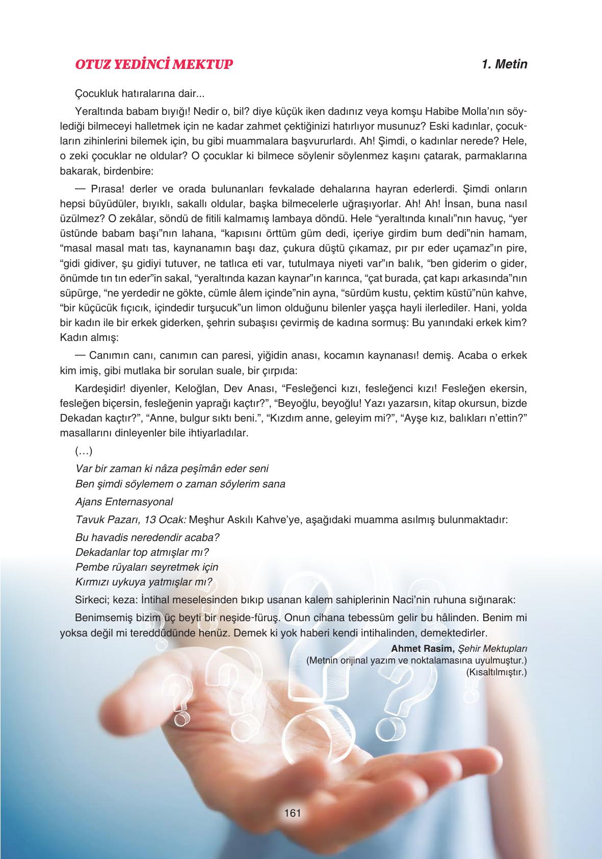 11. Sınıf Gizem Yayıncılık Edebiyat Ders Kitabı Sayfa 161 Cevapları