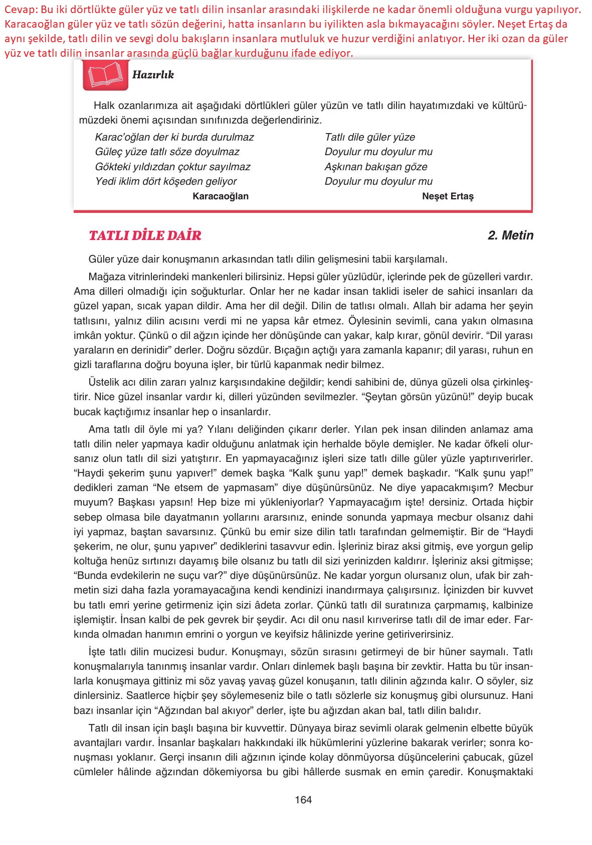 11. Sınıf Gizem Yayıncılık Edebiyat Ders Kitabı Sayfa 164 Cevapları