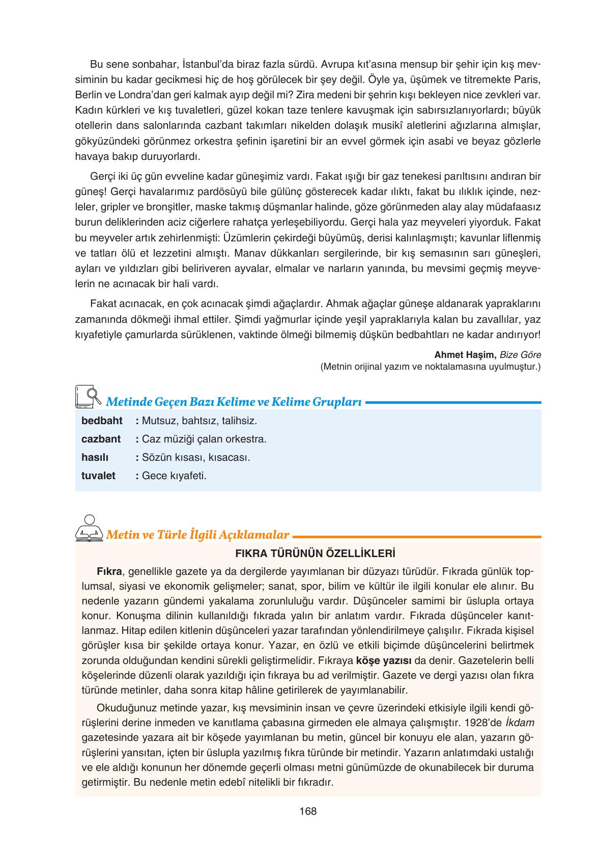 11. Sınıf Gizem Yayıncılık Edebiyat Ders Kitabı Sayfa 168 Cevapları