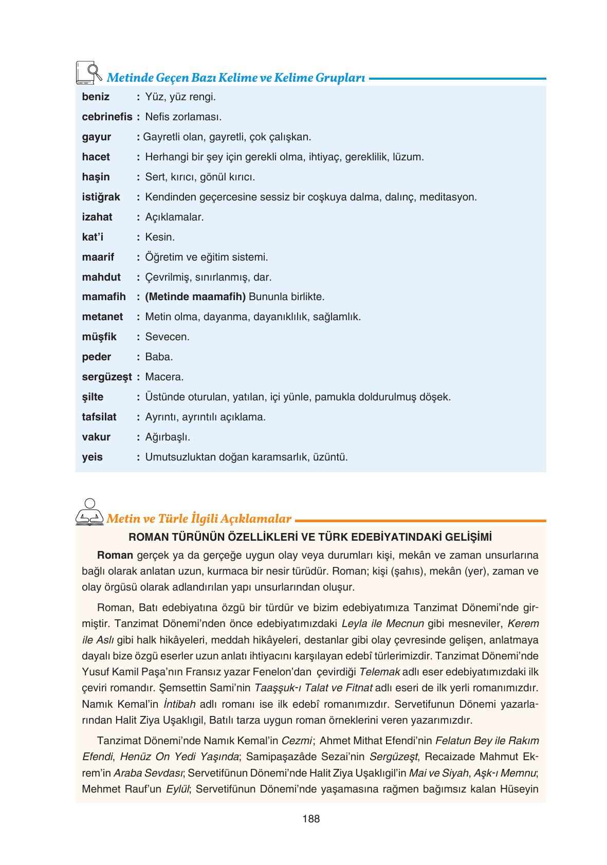 11. Sınıf Gizem Yayıncılık Edebiyat Ders Kitabı Sayfa 188 Cevapları 11. Sınıf Gizem Yayıncılık Edebiyat Ders Kitabı Sayfa 188 Cevapları