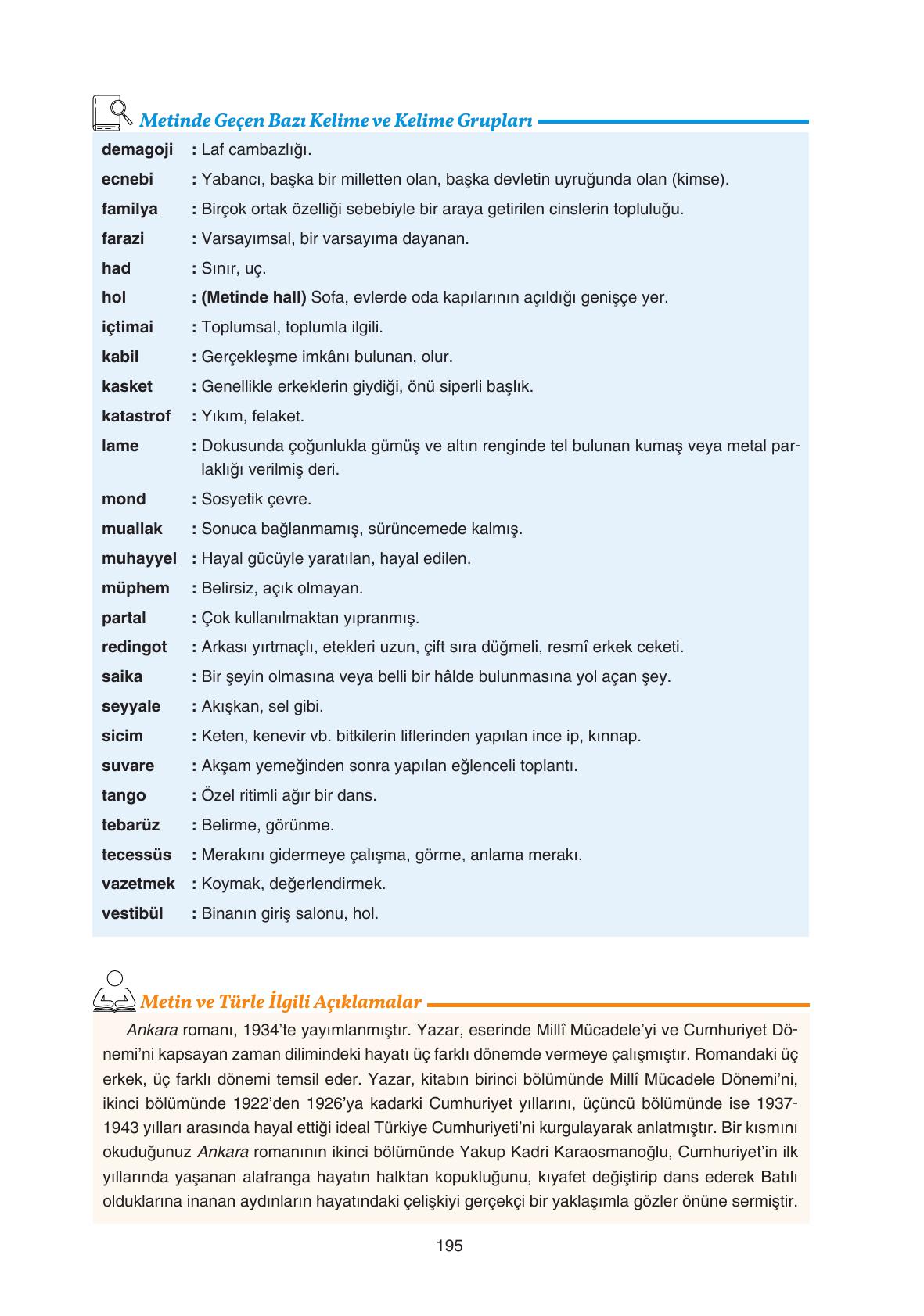 11. Sınıf Gizem Yayıncılık Edebiyat Ders Kitabı Sayfa 195 Cevapları