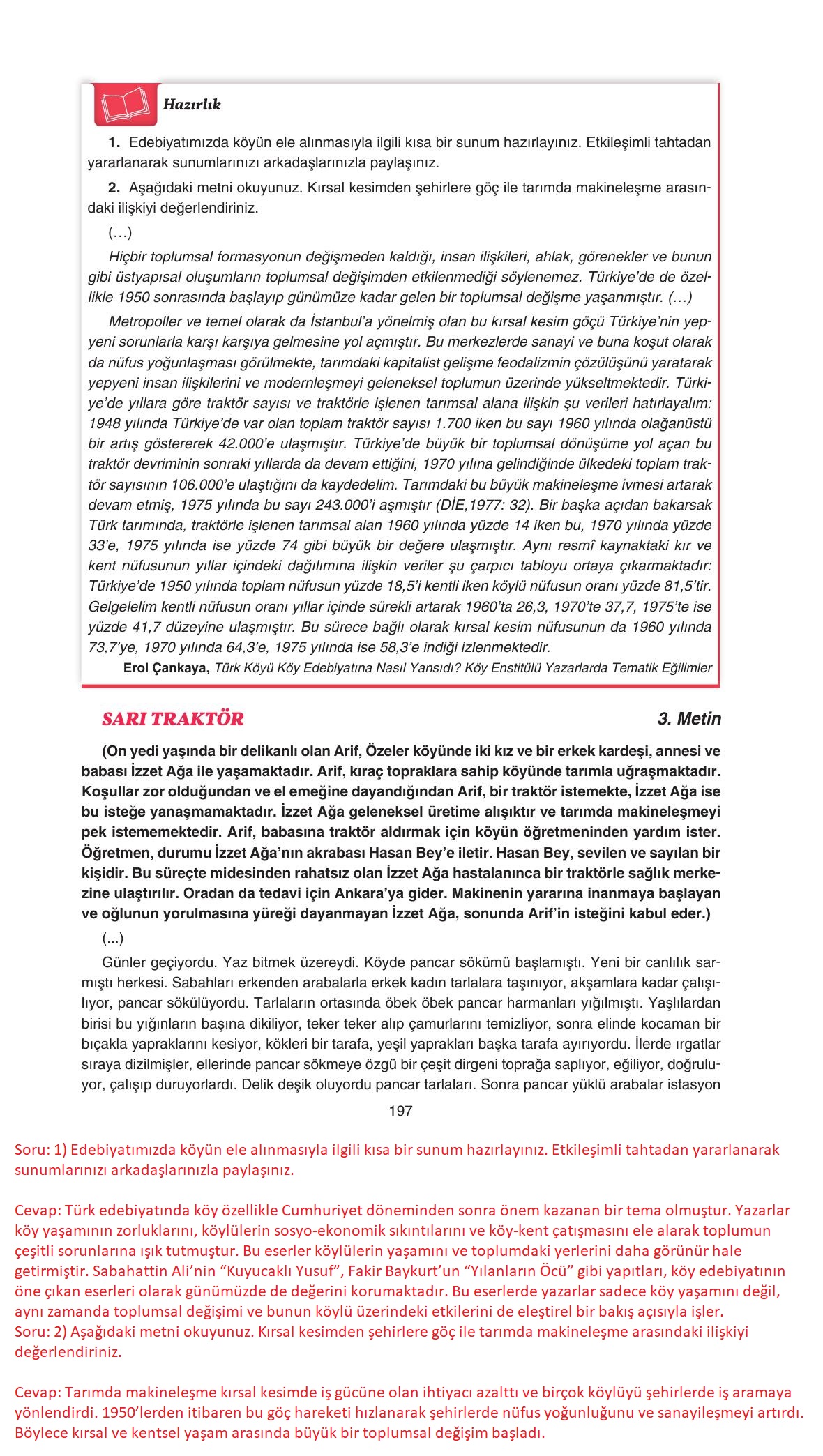 11. Sınıf Gizem Yayıncılık Edebiyat Ders Kitabı Sayfa 197 Cevapları