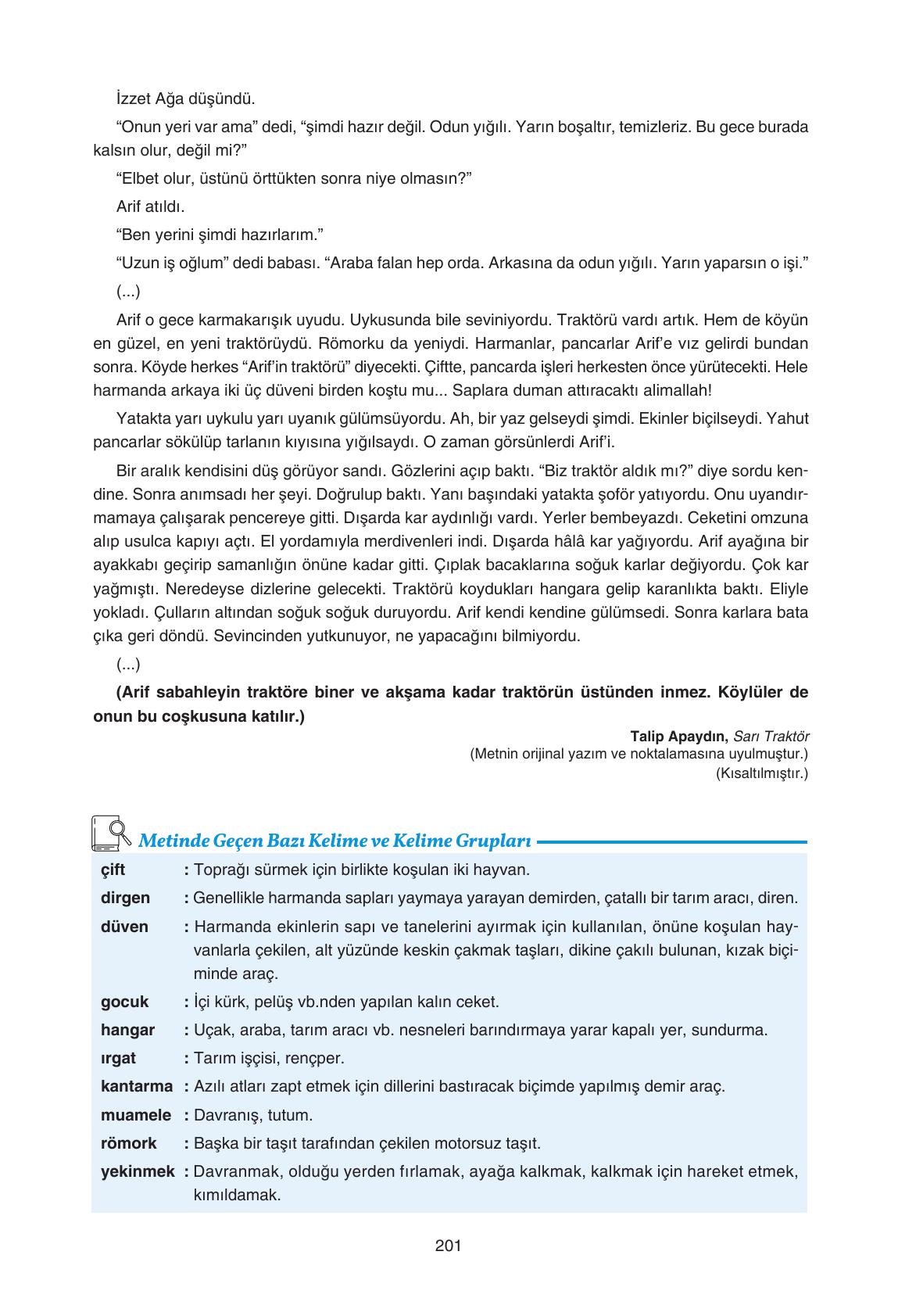 11. Sınıf Gizem Yayıncılık Edebiyat Ders Kitabı Sayfa 201 Cevapları