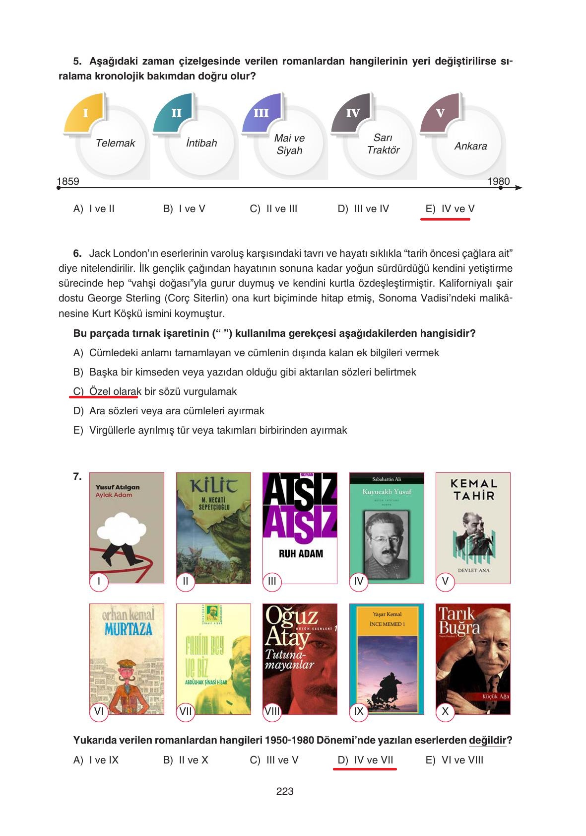 11. Sınıf Gizem Yayıncılık Edebiyat Ders Kitabı Sayfa 223 Cevapları