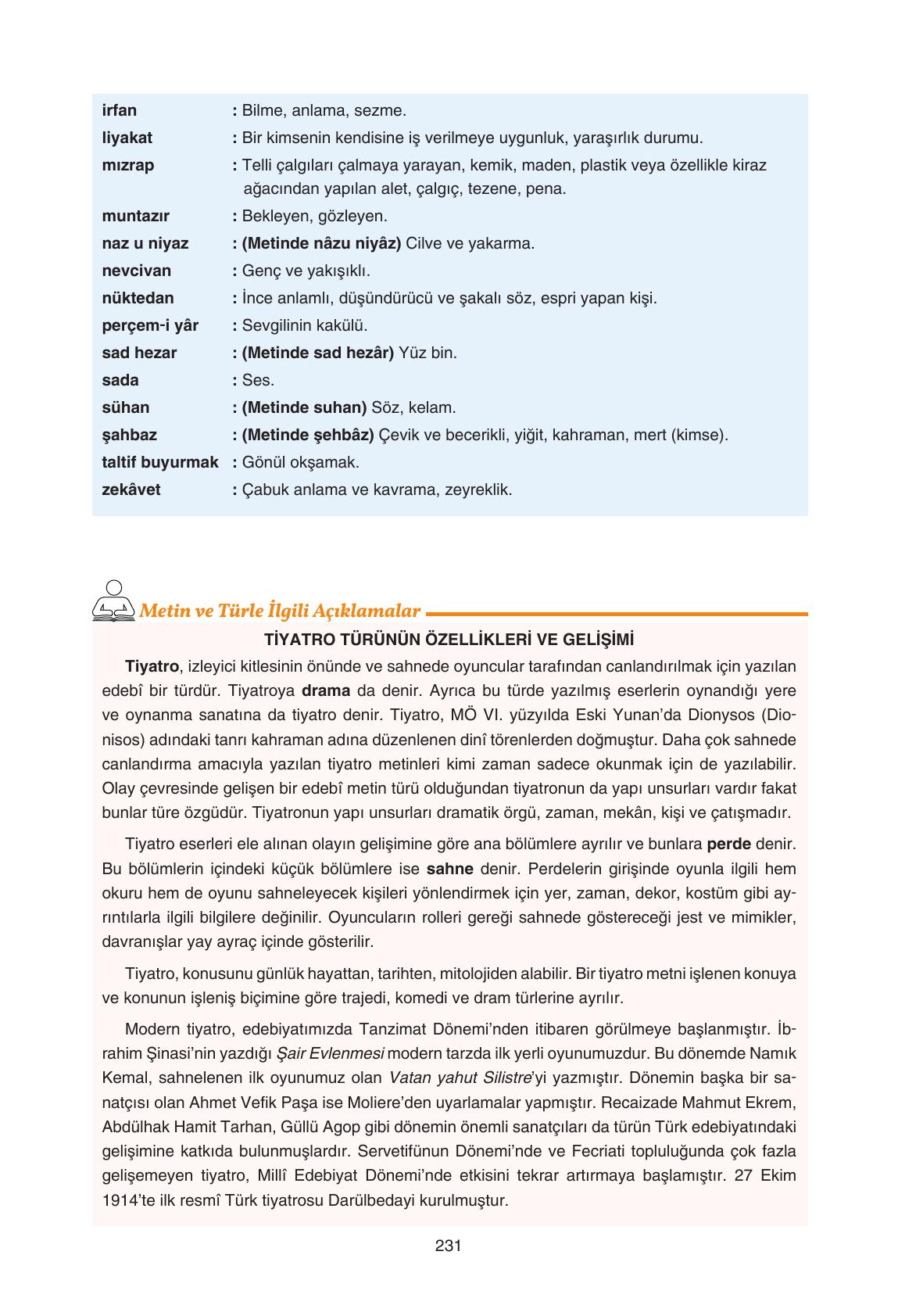 11. Sınıf Gizem Yayıncılık Edebiyat Ders Kitabı Sayfa 231 Cevapları