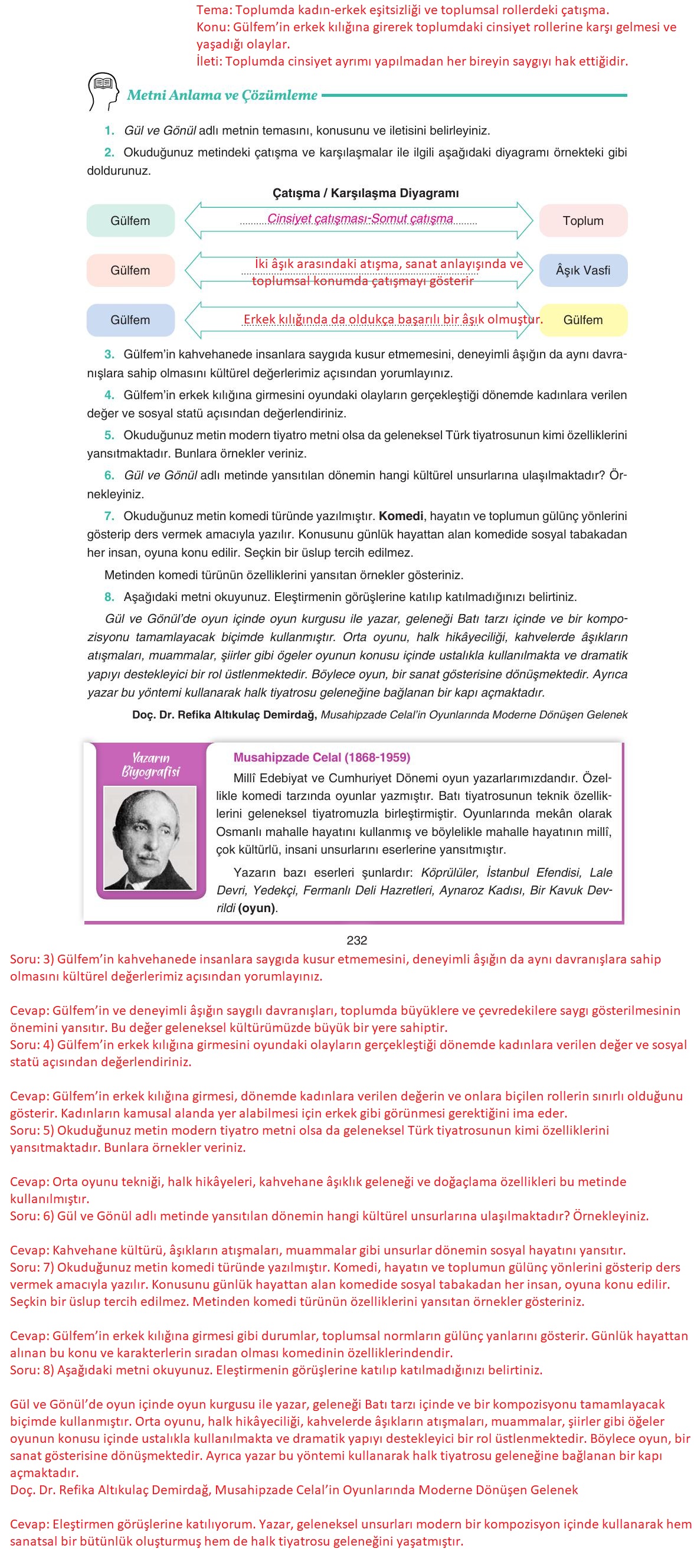 11. Sınıf Gizem Yayıncılık Edebiyat Ders Kitabı Sayfa 232 Cevapları