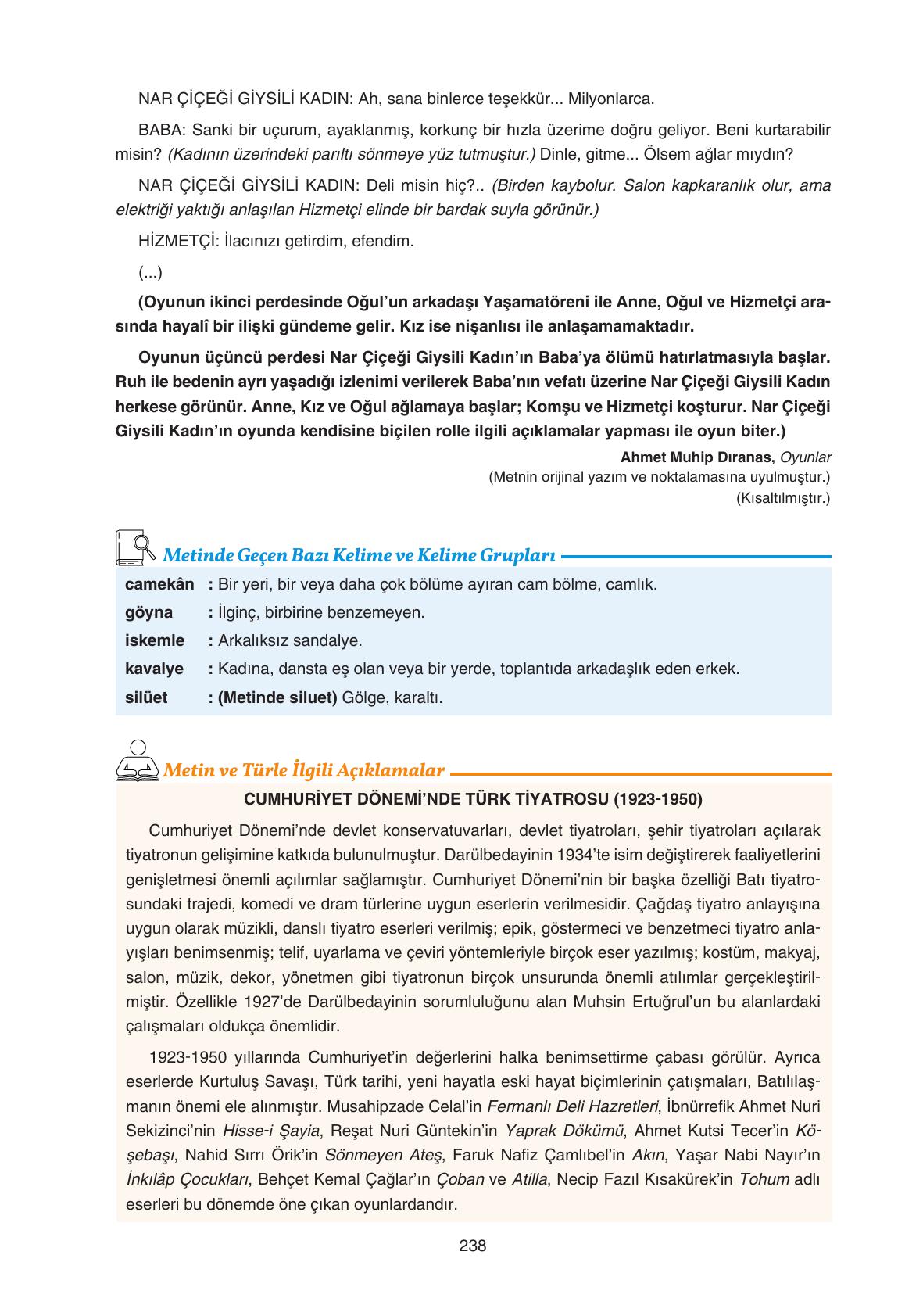 11. Sınıf Gizem Yayıncılık Edebiyat Ders Kitabı Sayfa 238 Cevapları