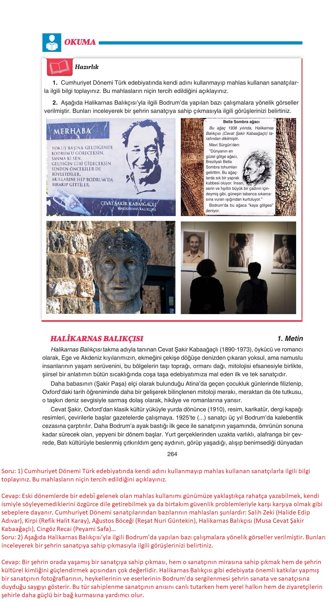 11. Sınıf Gizem Yayıncılık Edebiyat Ders Kitabı Sayfa 264 Cevapları