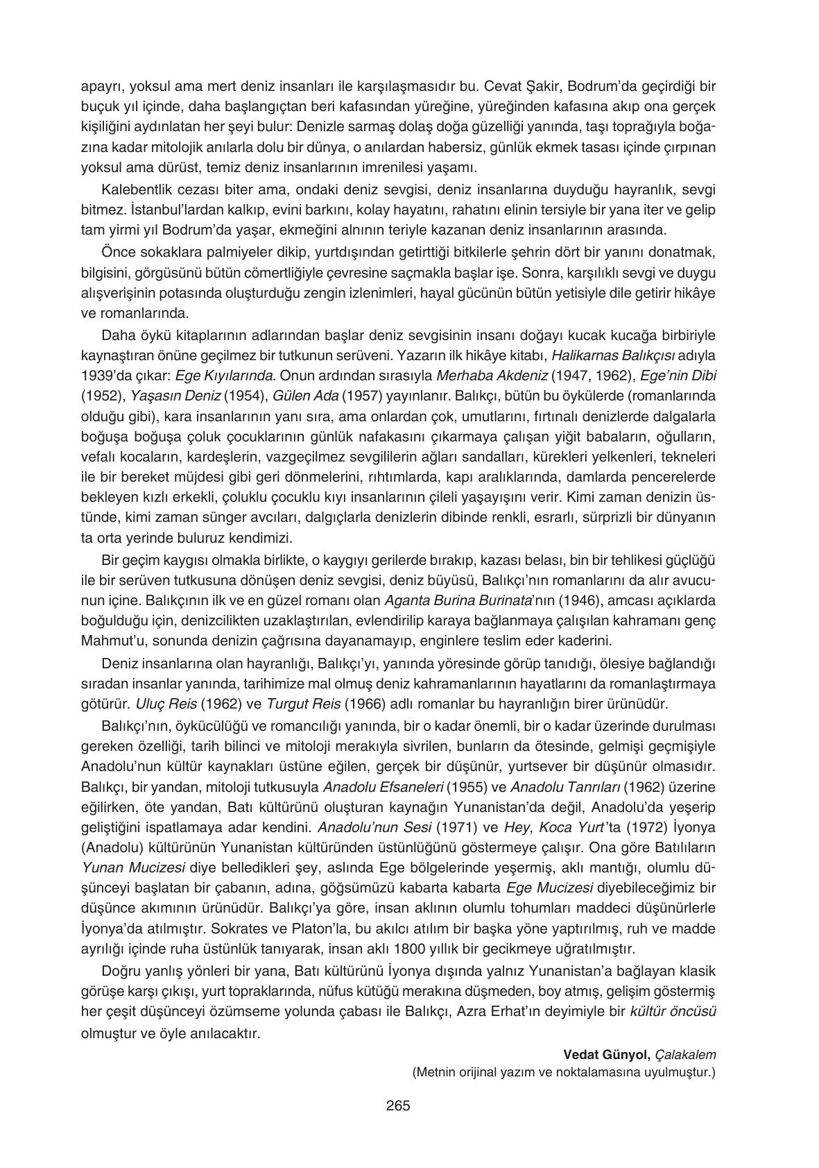 11. Sınıf Gizem Yayıncılık Edebiyat Ders Kitabı Sayfa 265 Cevapları