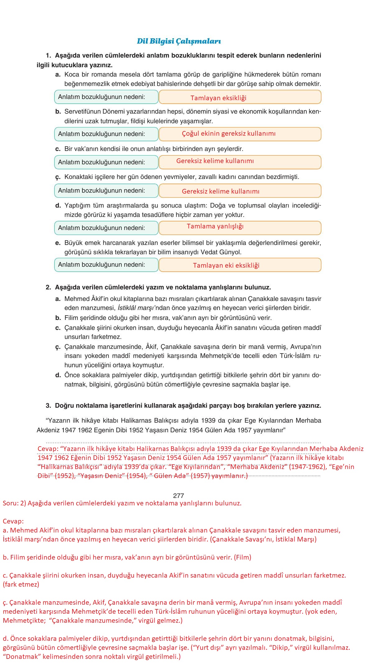 11. Sınıf Gizem Yayıncılık Edebiyat Ders Kitabı Sayfa 277 Cevapları