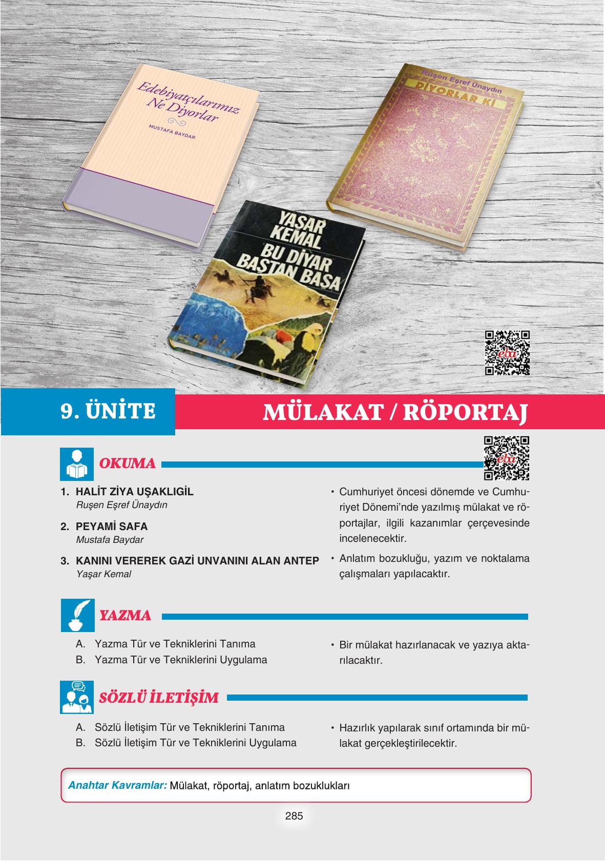 11. Sınıf Gizem Yayıncılık Edebiyat Ders Kitabı Sayfa 285 Cevapları