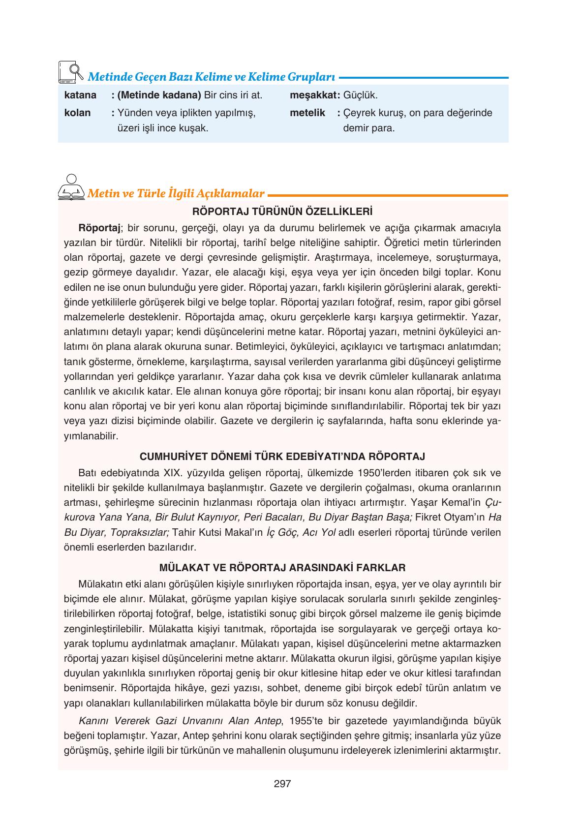 11. Sınıf Gizem Yayıncılık Edebiyat Ders Kitabı Sayfa 297 Cevapları