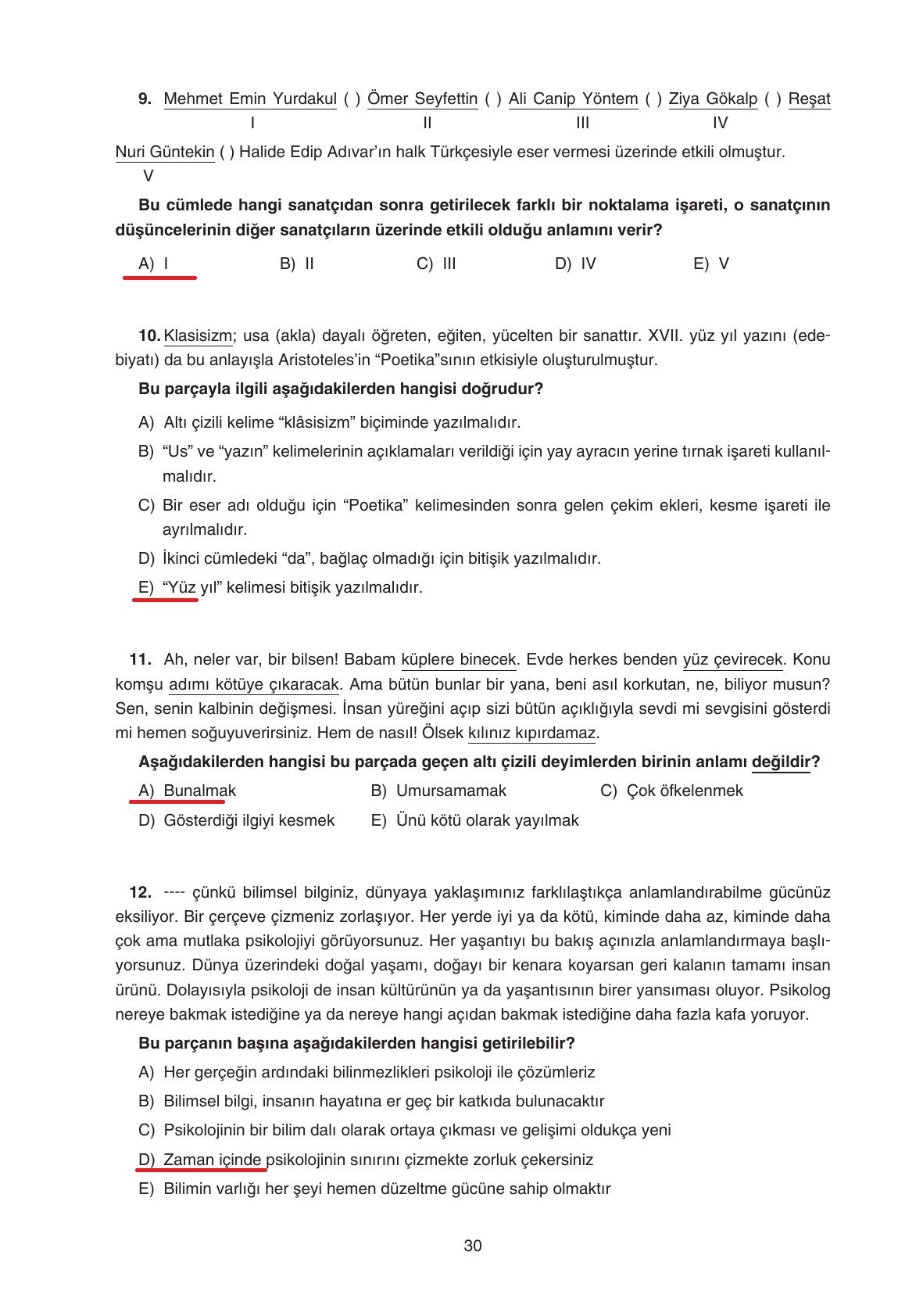 11. Sınıf Gizem Yayıncılık Edebiyat Ders Kitabı Sayfa 30 Cevapları