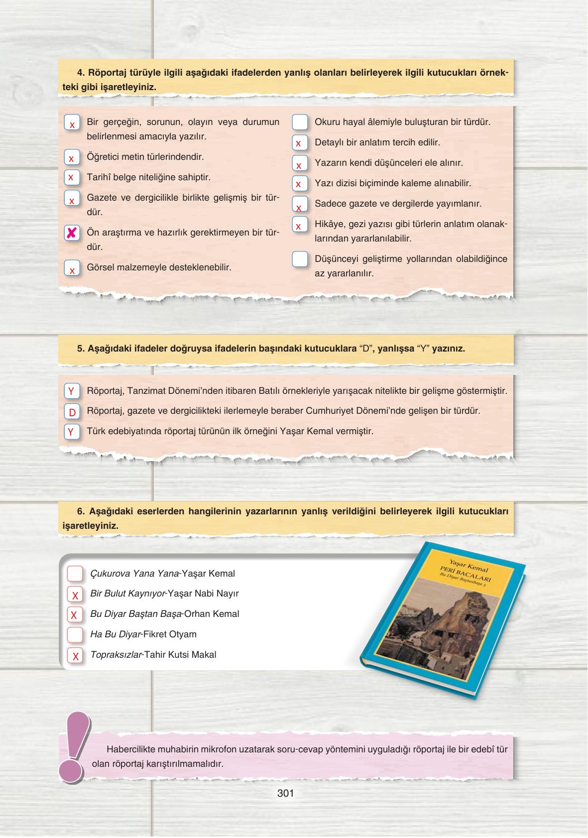 11. Sınıf Gizem Yayıncılık Edebiyat Ders Kitabı Sayfa 301 Cevapları