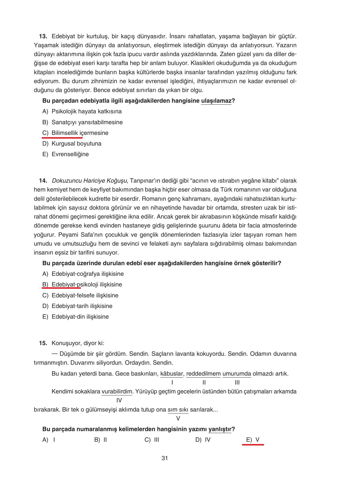 11. Sınıf Gizem Yayıncılık Edebiyat Ders Kitabı Sayfa 31 Cevapları