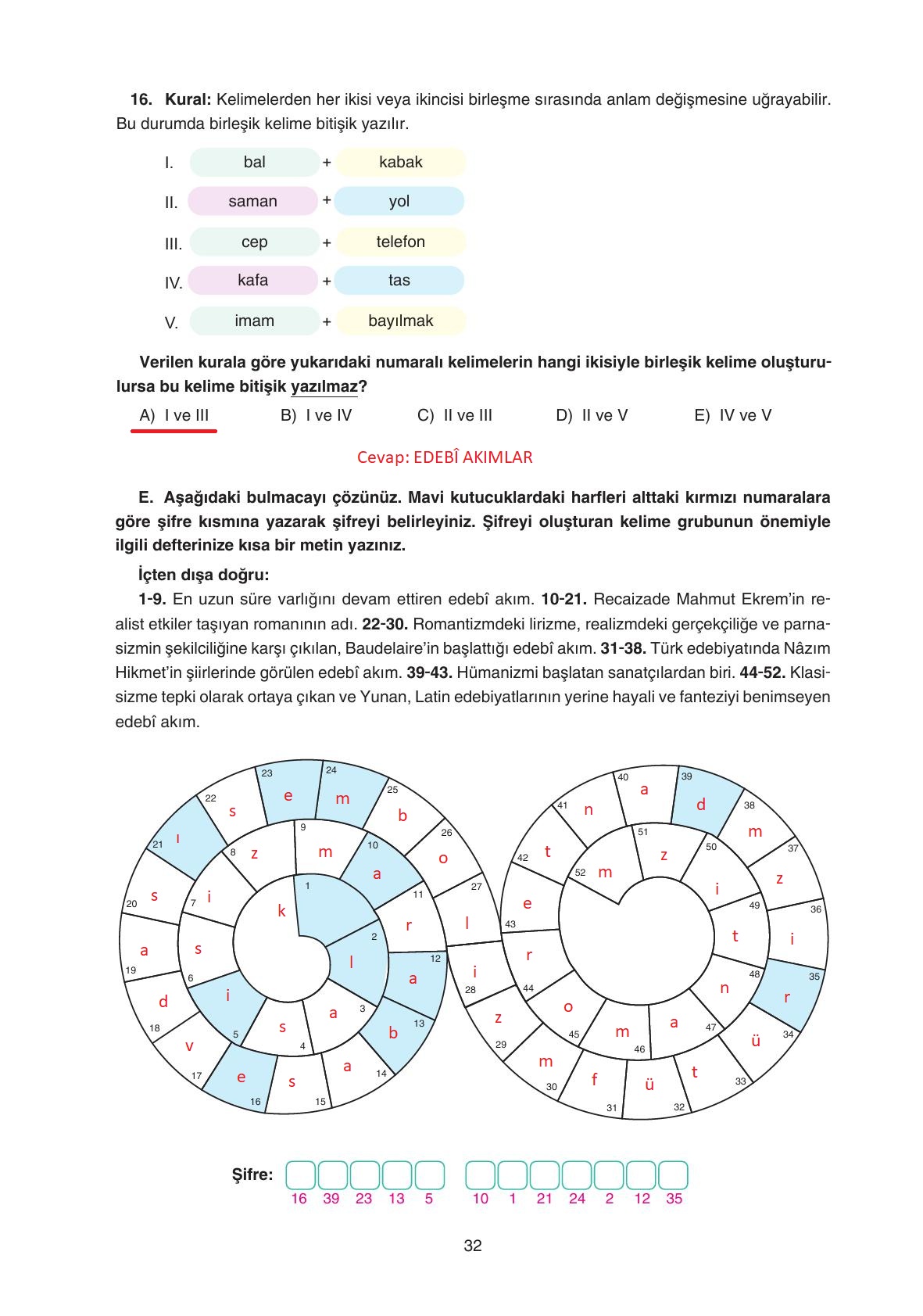 11. Sınıf Gizem Yayıncılık Edebiyat Ders Kitabı Sayfa 32 Cevapları