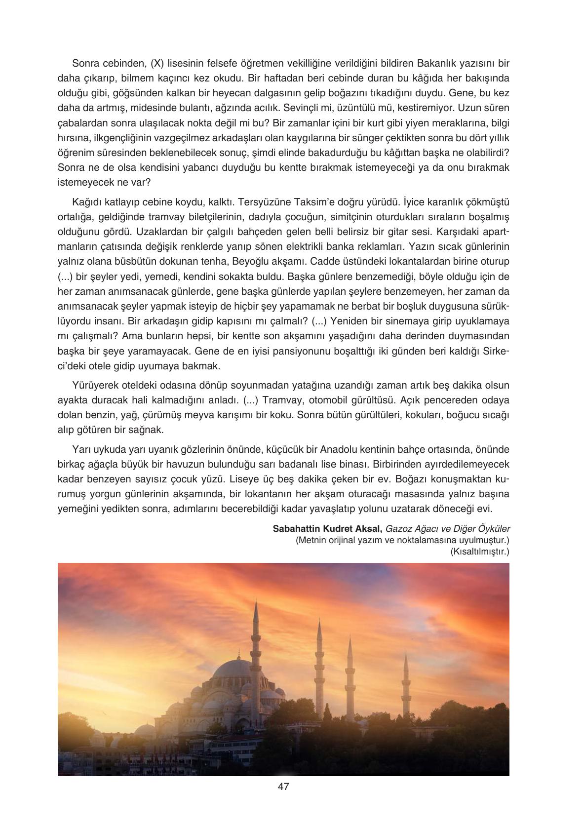 11. Sınıf Gizem Yayıncılık Edebiyat Ders Kitabı Sayfa 47 Cevapları