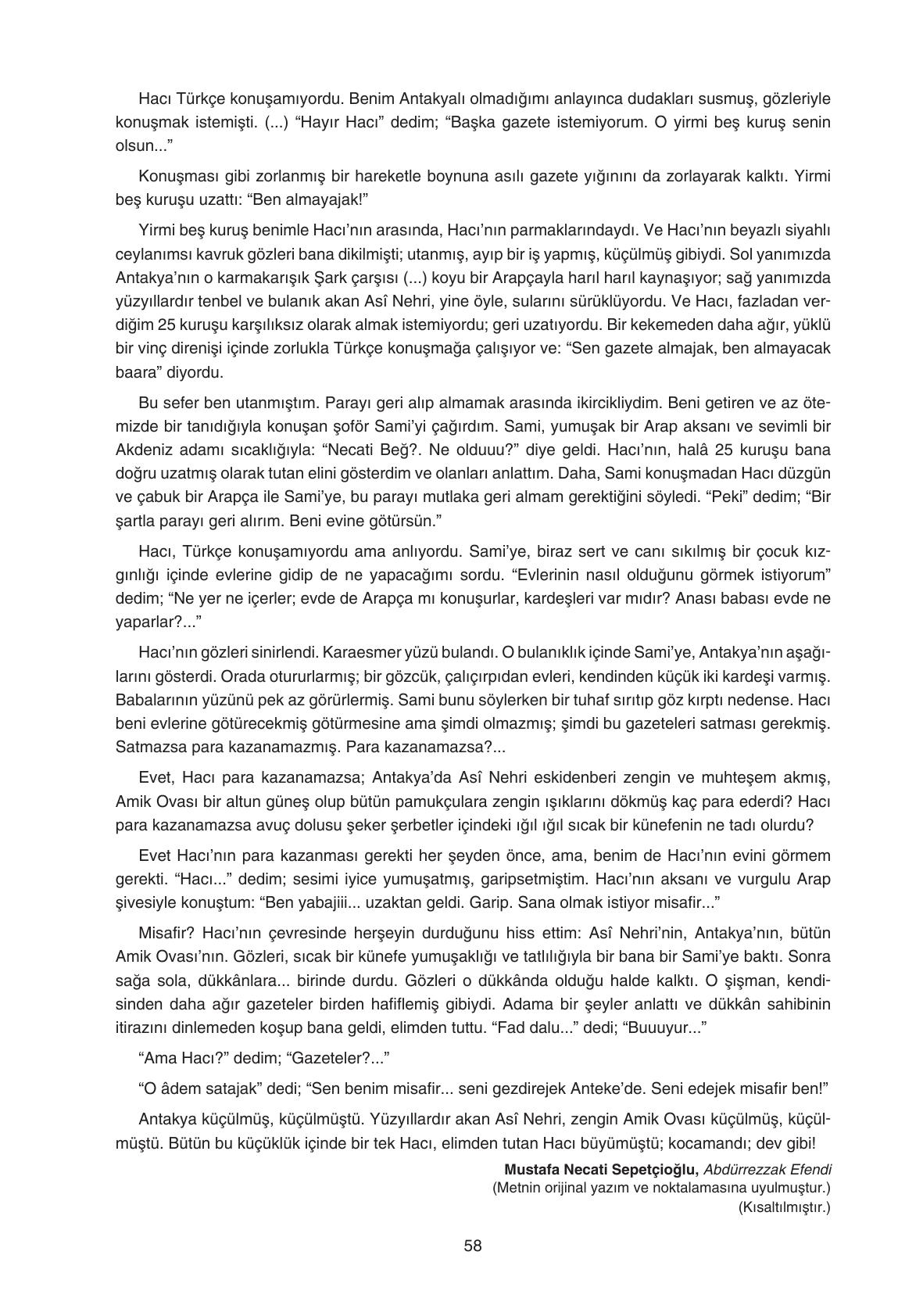 11. Sınıf Gizem Yayıncılık Edebiyat Ders Kitabı Sayfa 58 Cevapları