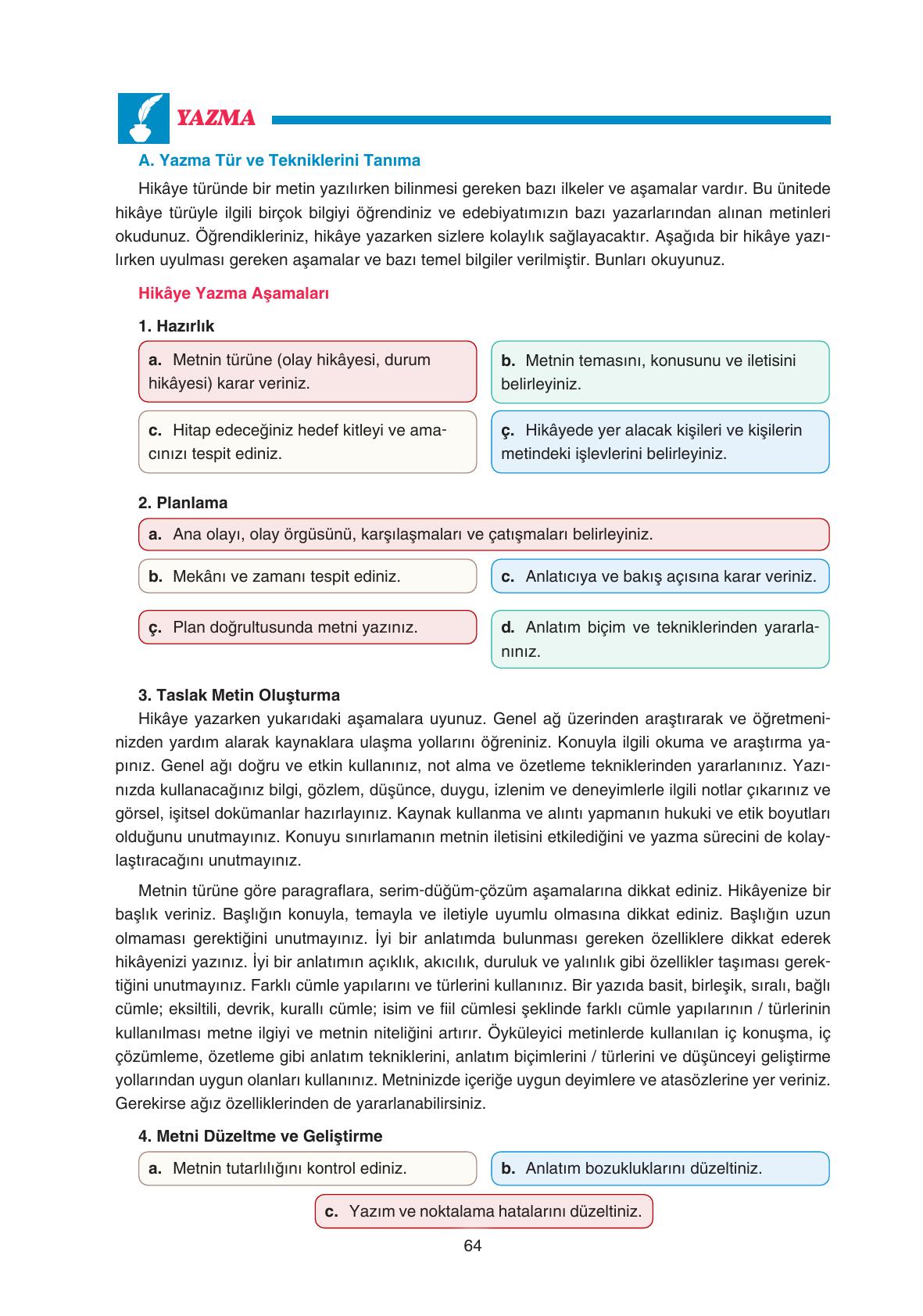 11. Sınıf Gizem Yayıncılık Edebiyat Ders Kitabı Sayfa 64 Cevapları