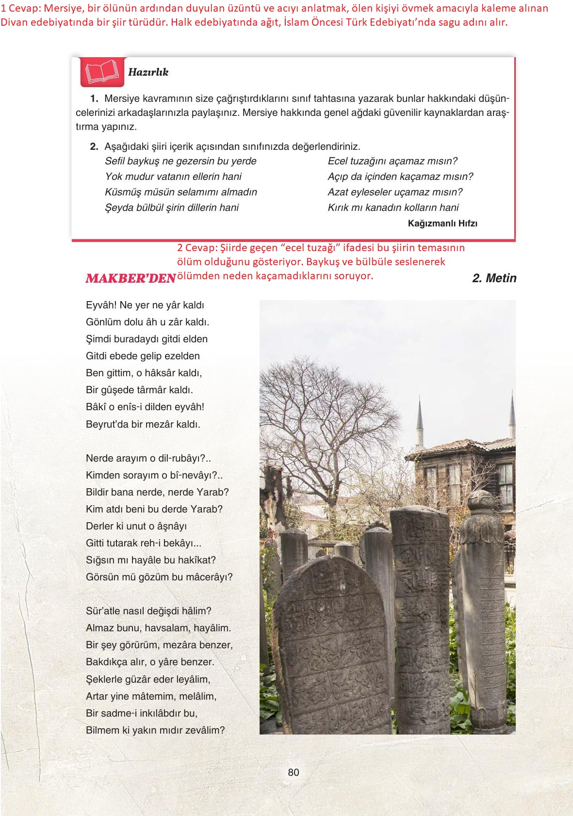 11. Sınıf Gizem Yayıncılık Edebiyat Ders Kitabı Sayfa 80 Cevapları