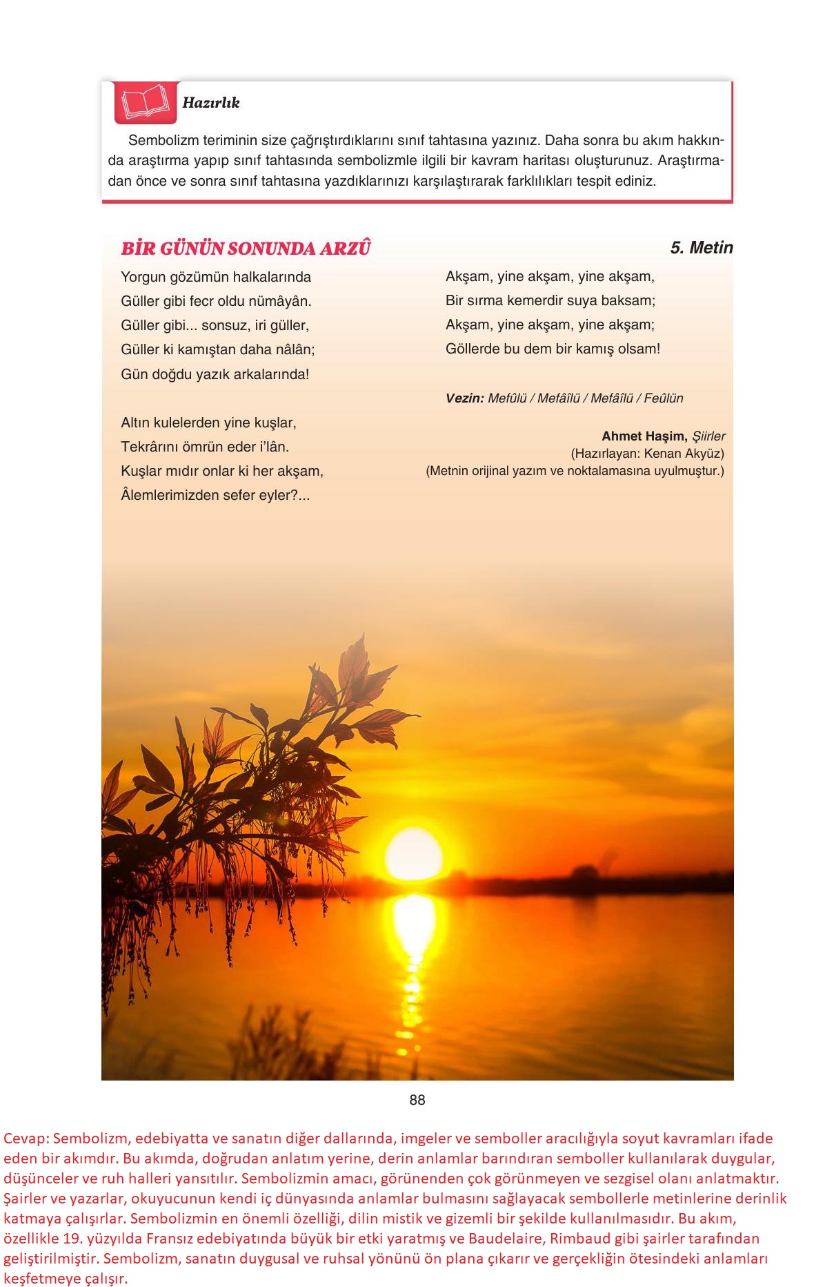 11. Sınıf Gizem Yayıncılık Edebiyat Ders Kitabı Sayfa 88 Cevapları