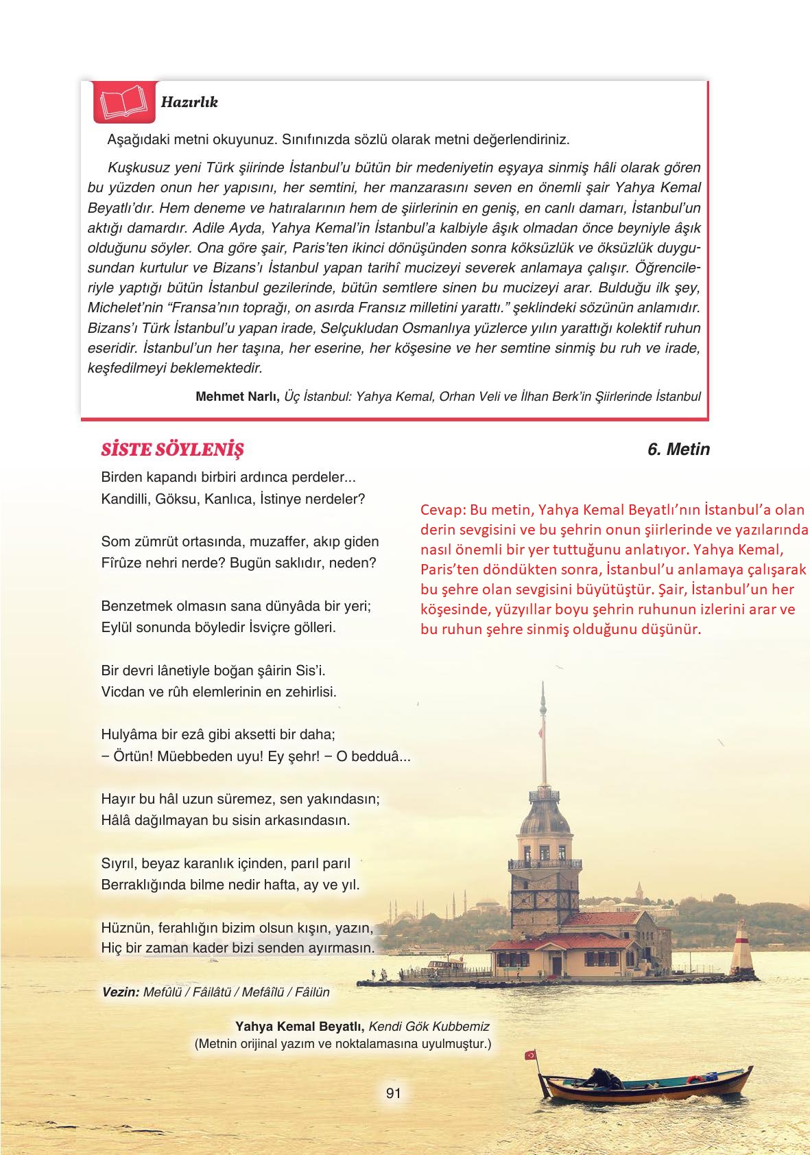 11. Sınıf Gizem Yayıncılık Edebiyat Ders Kitabı Sayfa 91 Cevapları