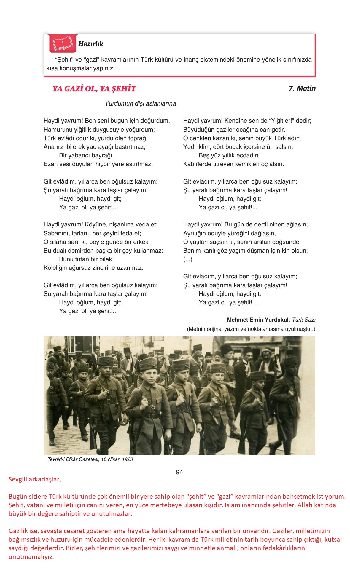 11. Sınıf Gizem Yayıncılık Edebiyat Ders Kitabı Sayfa 94 Cevapları