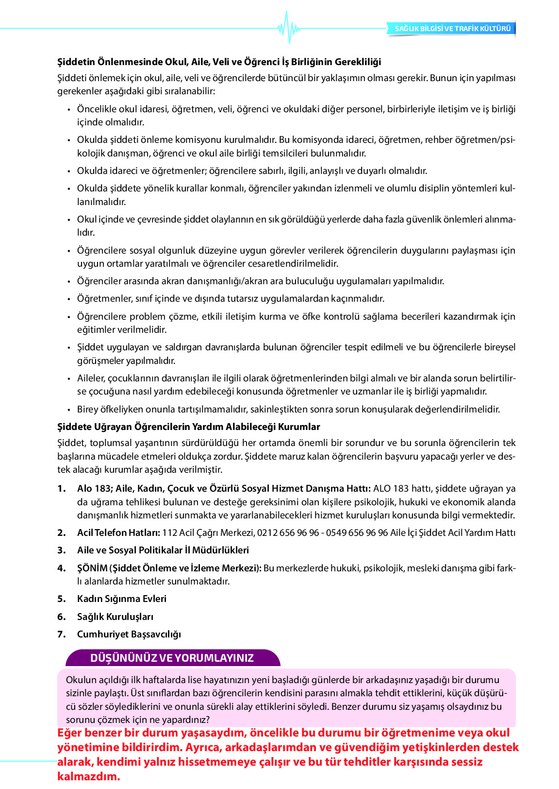 9. Sınıf Meb Yayınları Sağlık Bilgisi Ve Trafik Kültürü Ders Kitabı Sayfa 69 Cevapları 9. Sınıf Meb Yayınları Sağlık Bilgisi Ve Trafik Kültürü Ders Kitabı Sayfa 69 Cevapları