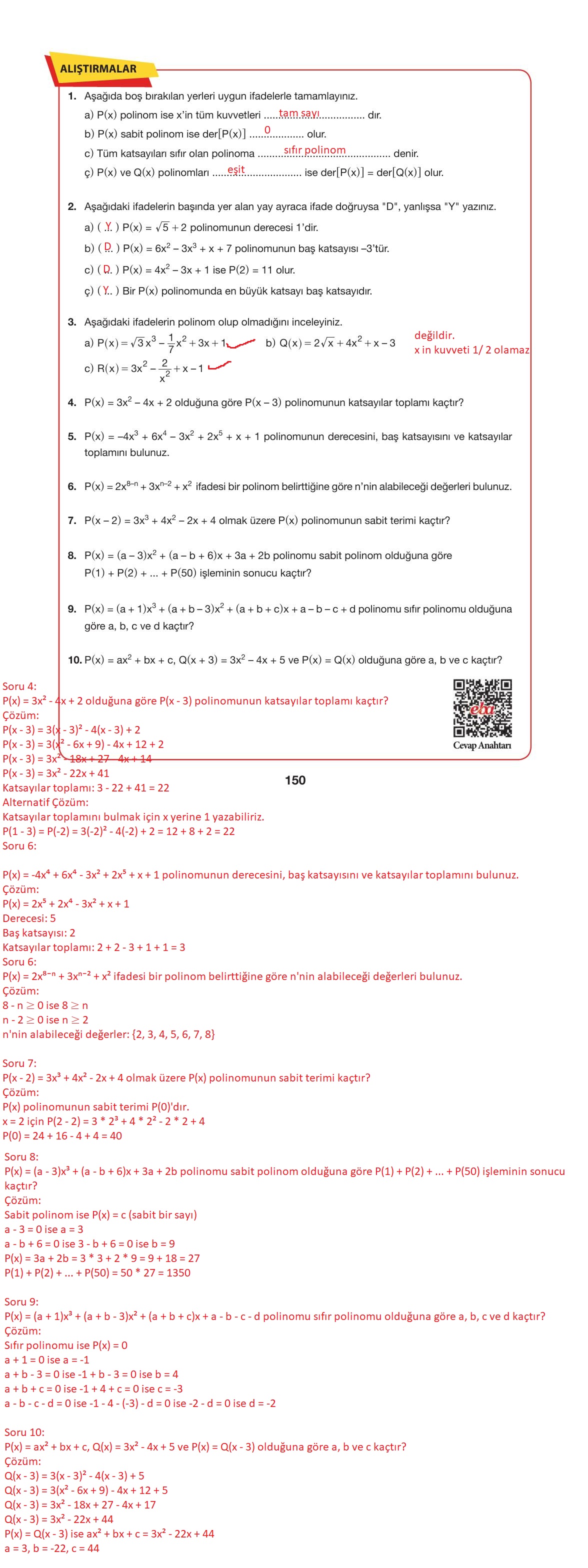 10. Sınıf Hecce Yayıncılık Matematik Ders Kitabı Sayfa 150 Cevapları