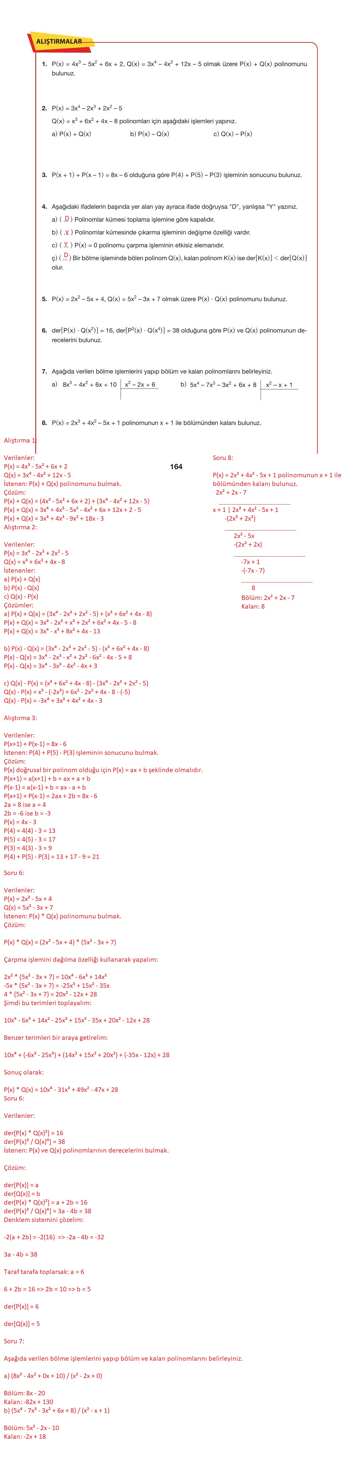 10. Sınıf Hecce Yayıncılık Matematik Ders Kitabı Sayfa 164 Cevapları