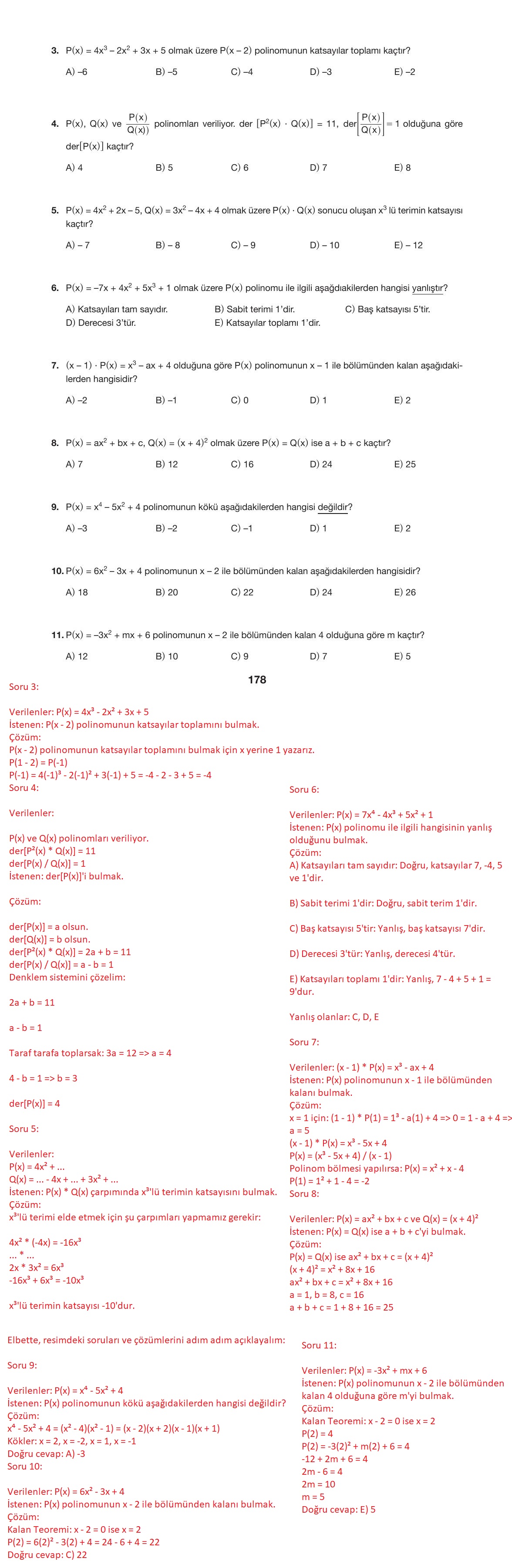 10. Sınıf Hecce Yayıncılık Matematik Ders Kitabı Sayfa 178 Cevapları 10. Sınıf Hecce Yayıncılık Matematik Ders Kitabı Sayfa 178 Cevapları