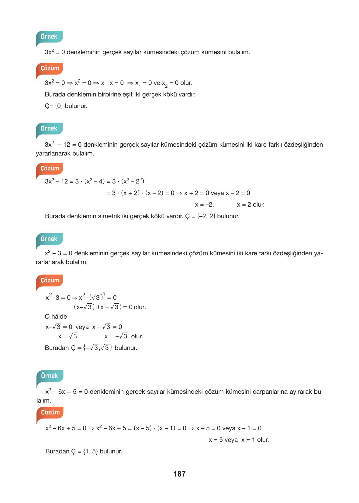 10. Sınıf Hecce Yayıncılık Matematik Ders Kitabı Sayfa 187 Cevapları