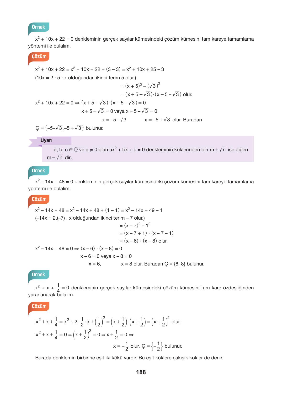 10. Sınıf Hecce Yayıncılık Matematik Ders Kitabı Sayfa 188 Cevapları