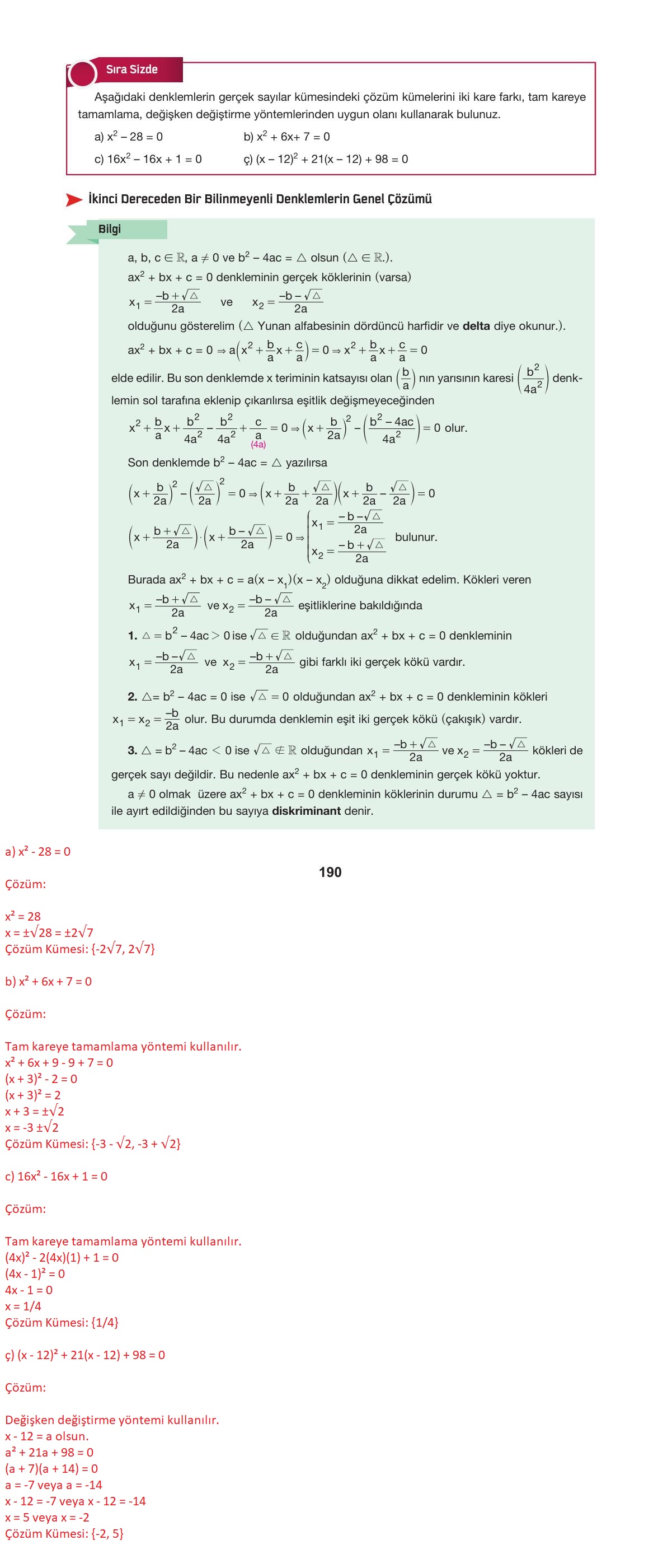 10. Sınıf Hecce Yayıncılık Matematik Ders Kitabı Sayfa 190 Cevapları 10. Sınıf Hecce Yayıncılık Matematik Ders Kitabı Sayfa 190 Cevapları