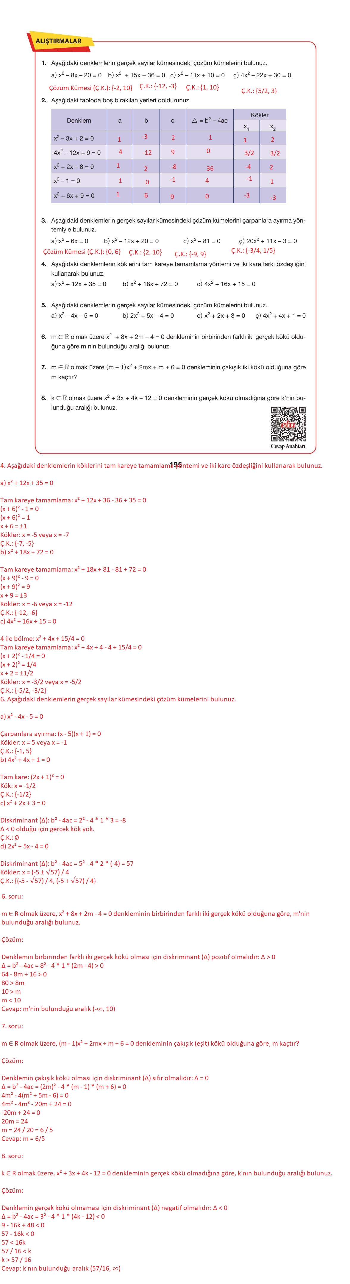 10. Sınıf Hecce Yayıncılık Matematik Ders Kitabı Sayfa 195 Cevapları 10. Sınıf Hecce Yayıncılık Matematik Ders Kitabı Sayfa 195 Cevapları