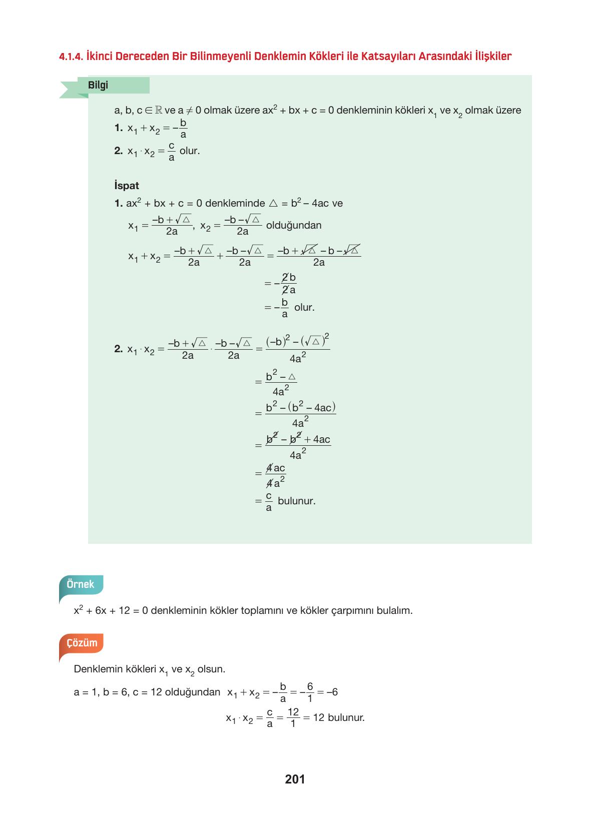 10. Sınıf Hecce Yayıncılık Matematik Ders Kitabı Sayfa 201 Cevapları
