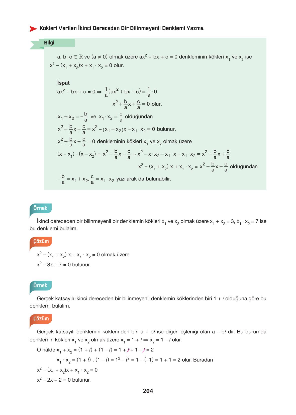 10. Sınıf Hecce Yayıncılık Matematik Ders Kitabı Sayfa 204 Cevapları