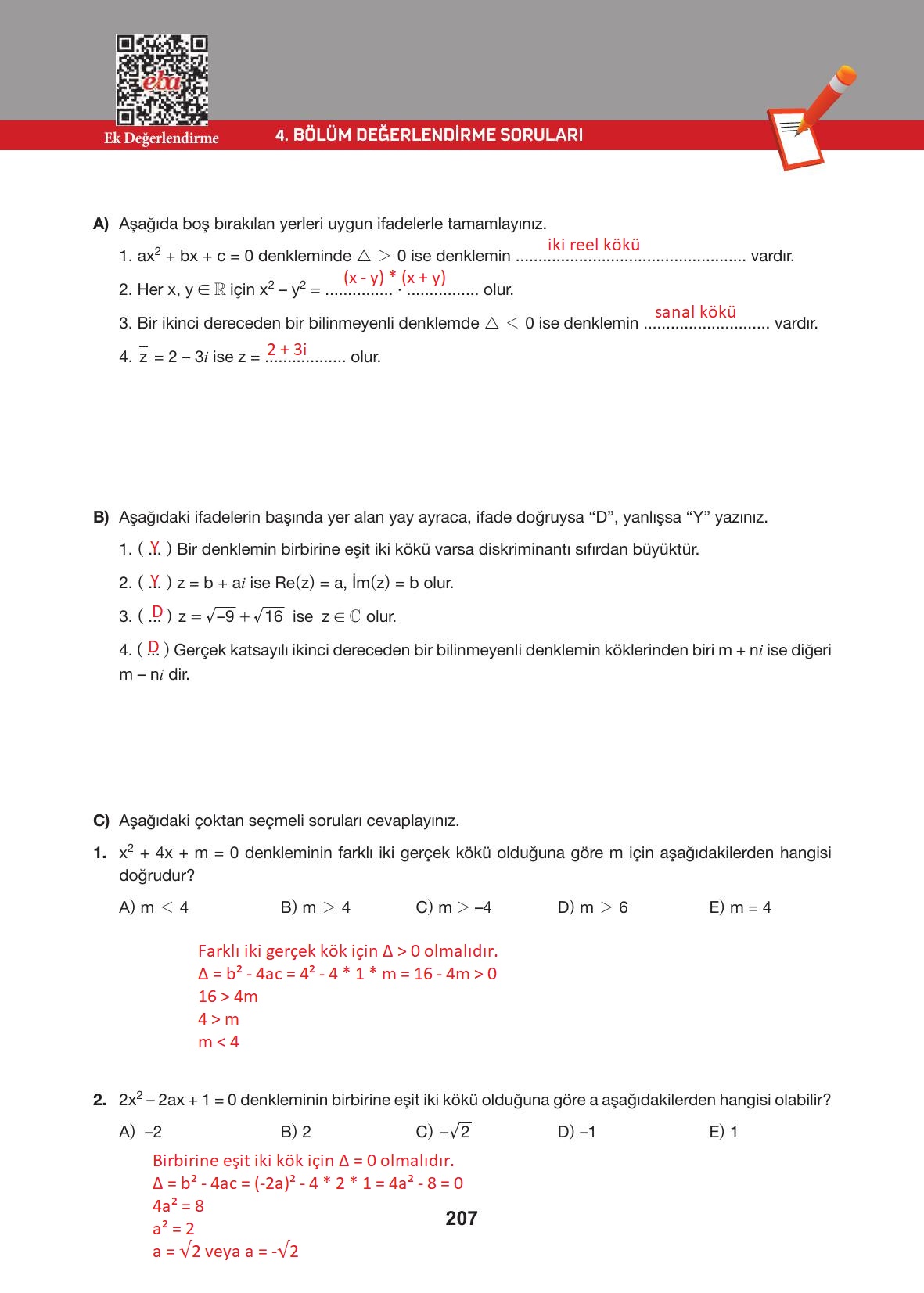 10. Sınıf Hecce Yayıncılık Matematik Ders Kitabı Sayfa 207 Cevapları