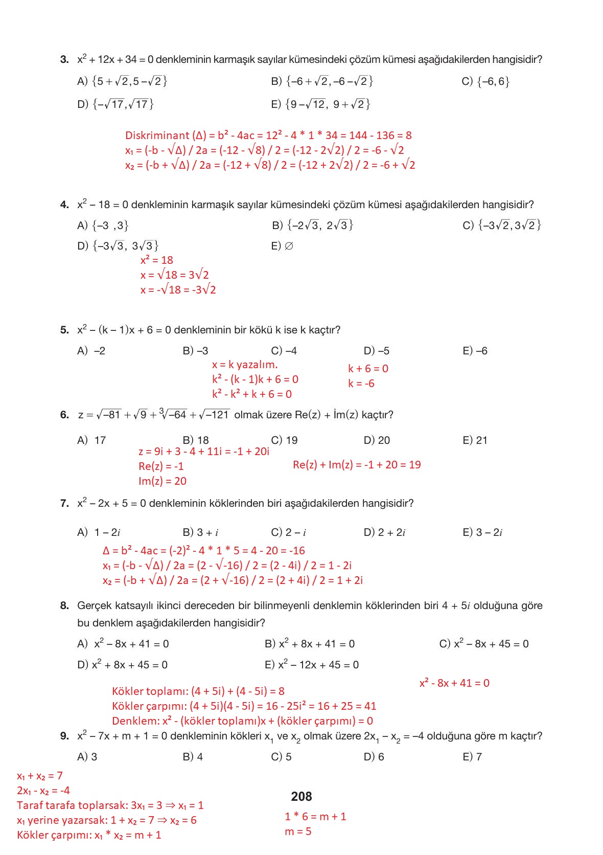 10. Sınıf Hecce Yayıncılık Matematik Ders Kitabı Sayfa 208 Cevapları 10. Sınıf Hecce Yayıncılık Matematik Ders Kitabı Sayfa 208 Cevapları
